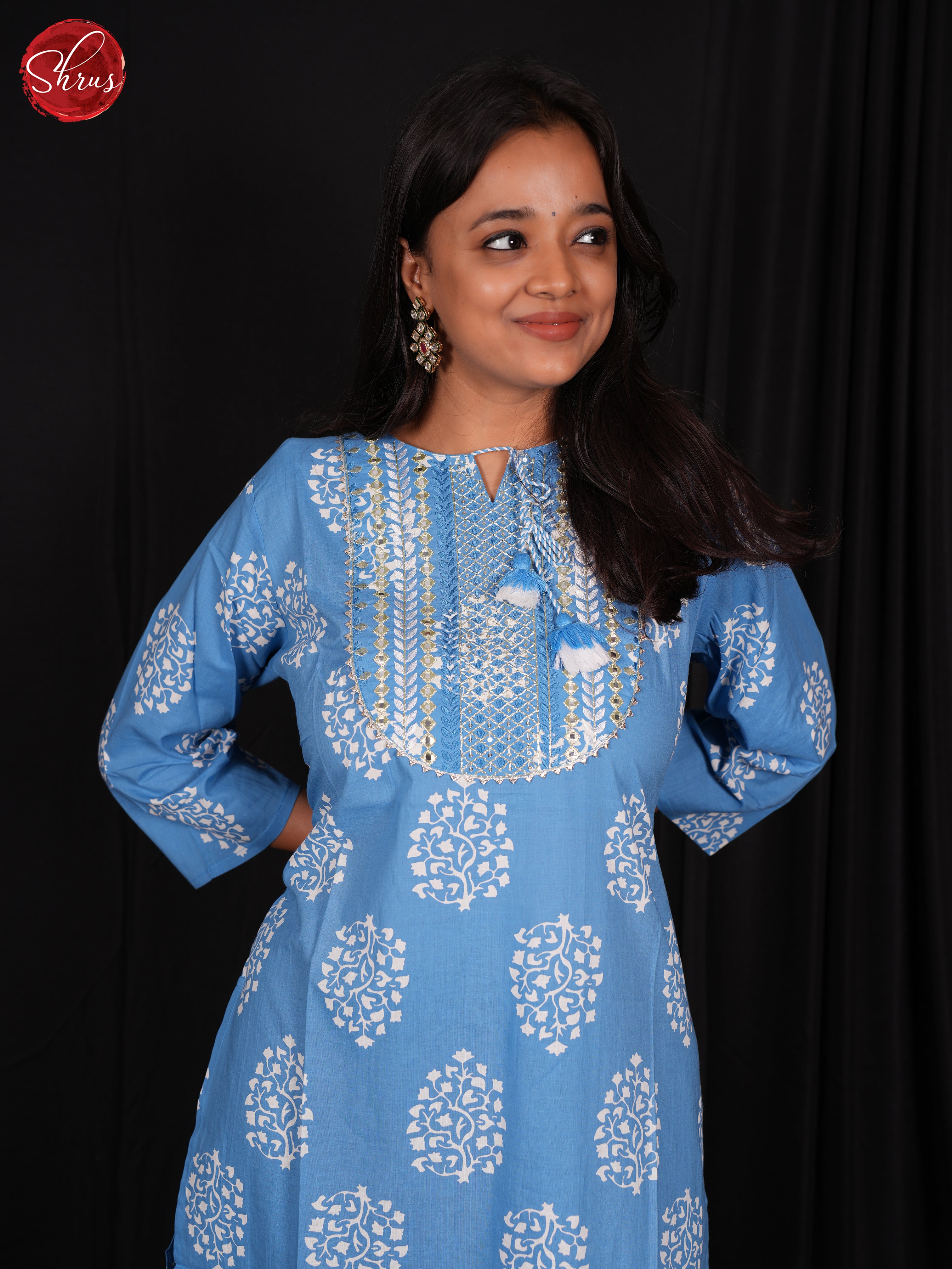 Blue- Block Printed Readymade Kurti - Shop on ShrusEternity.com