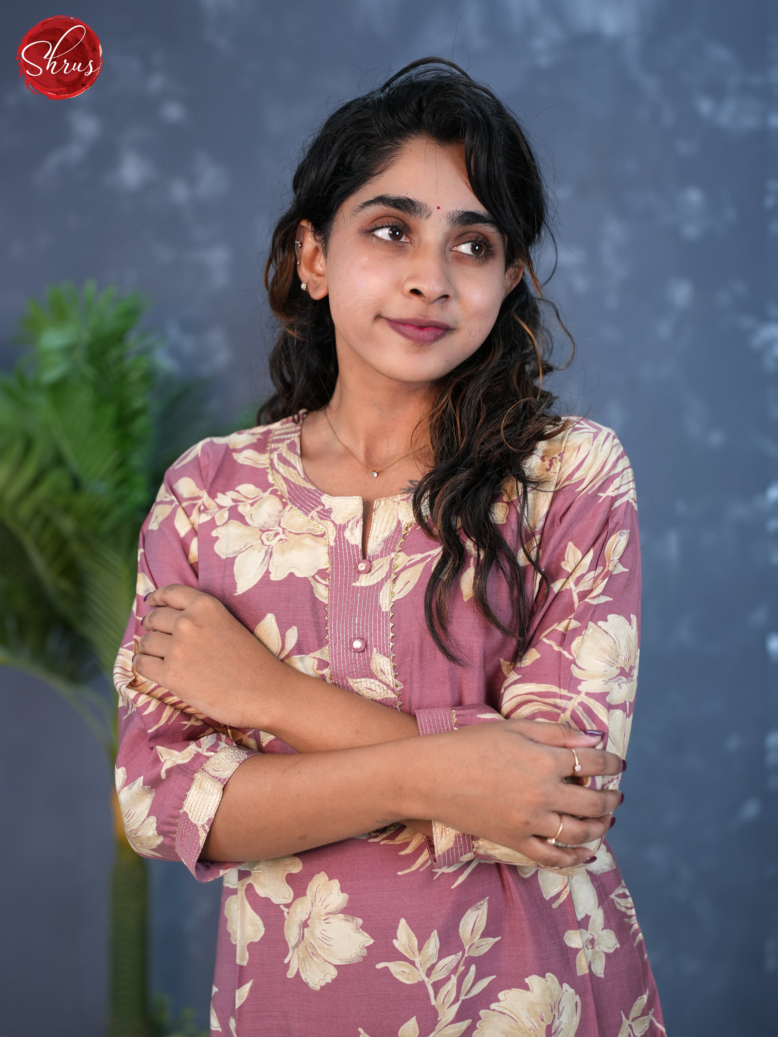Onion Pink -Floral Printed Readymade Kurti - Shop on ShrusEternity.com