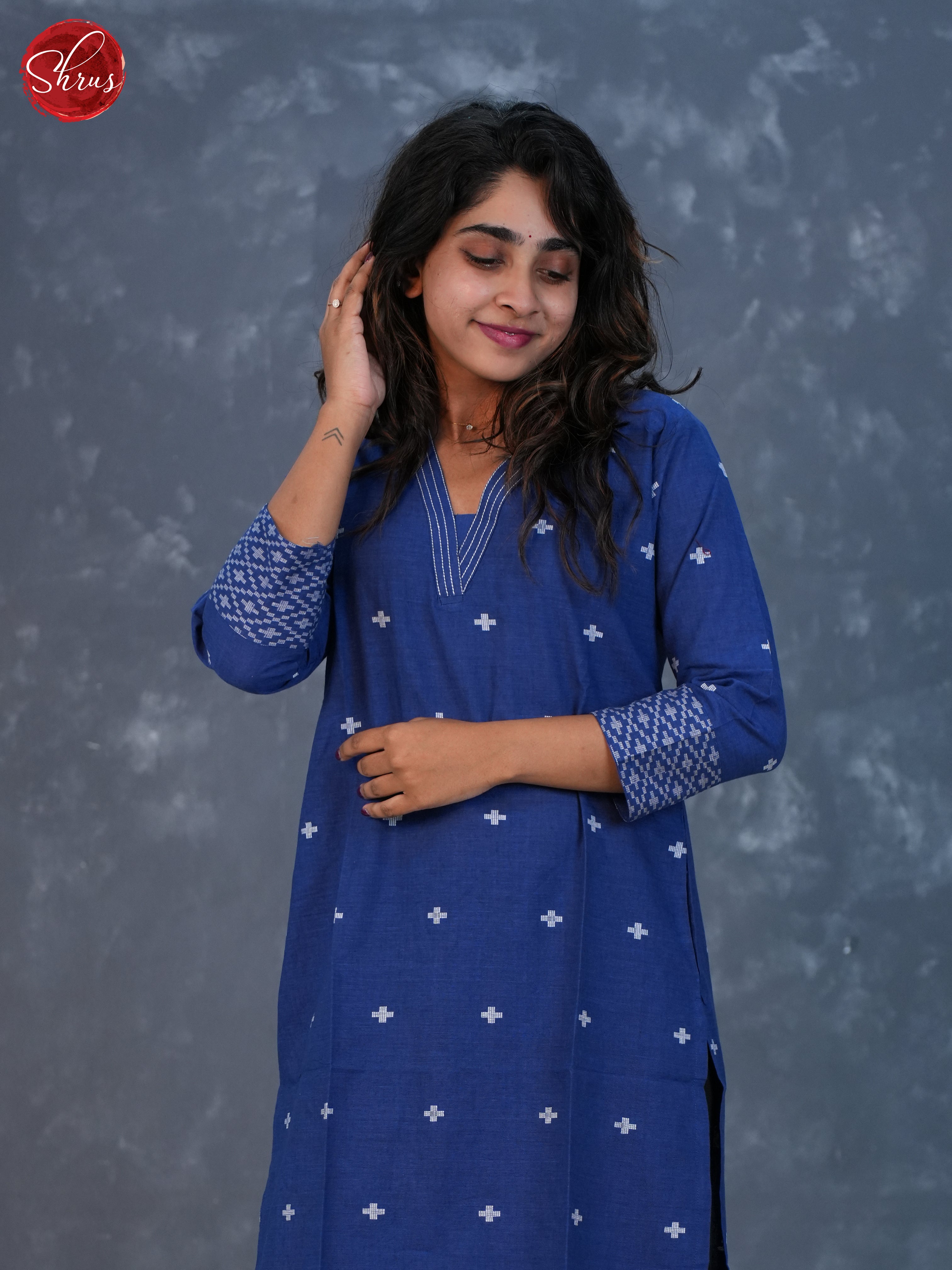 Blue - Printed Cotton Readymade Kurti - Shop on ShrusEternity.com