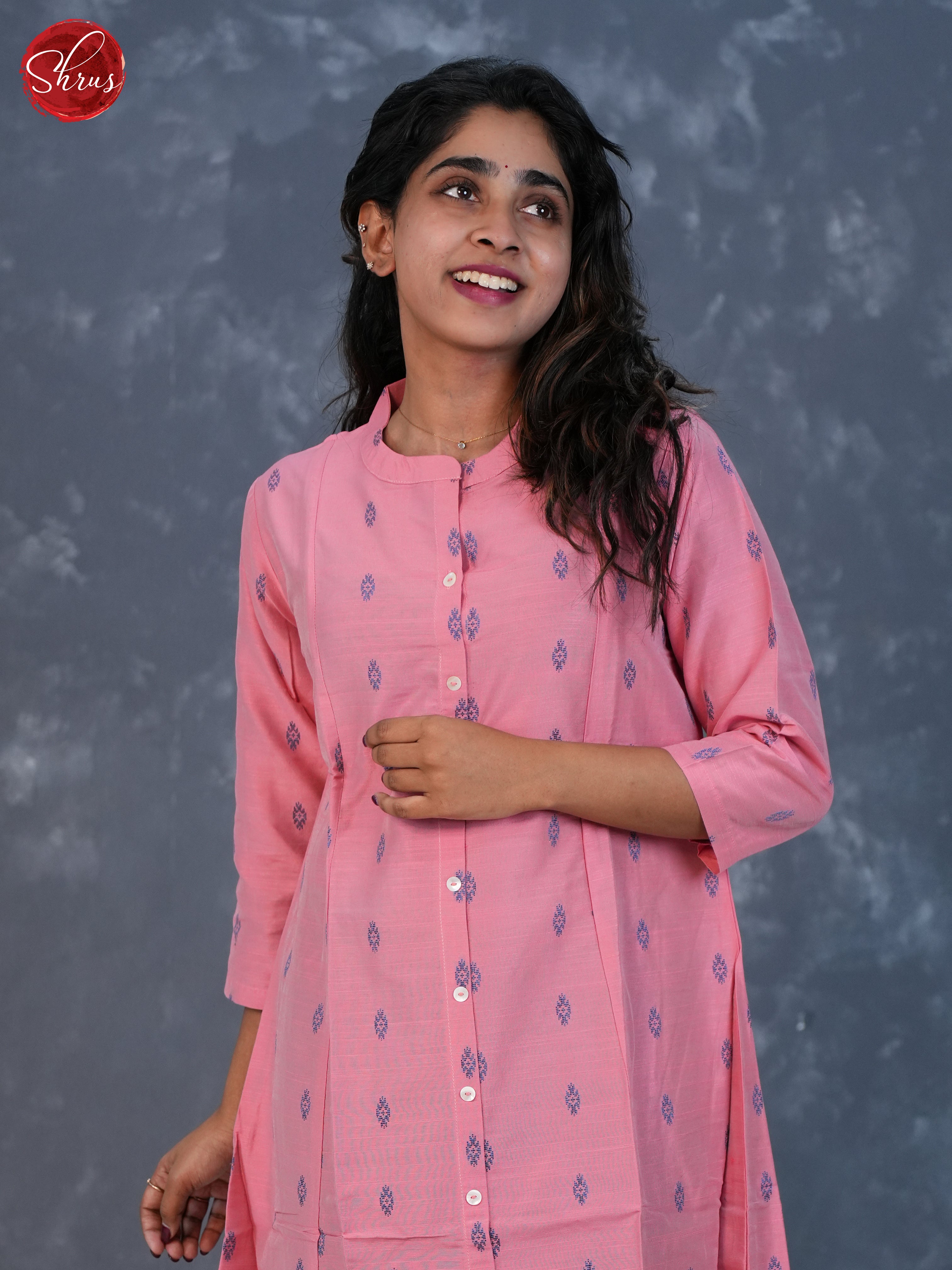 Pink - Cotton Collar neck Readymade Kurti - Shop on ShrusEternity.com