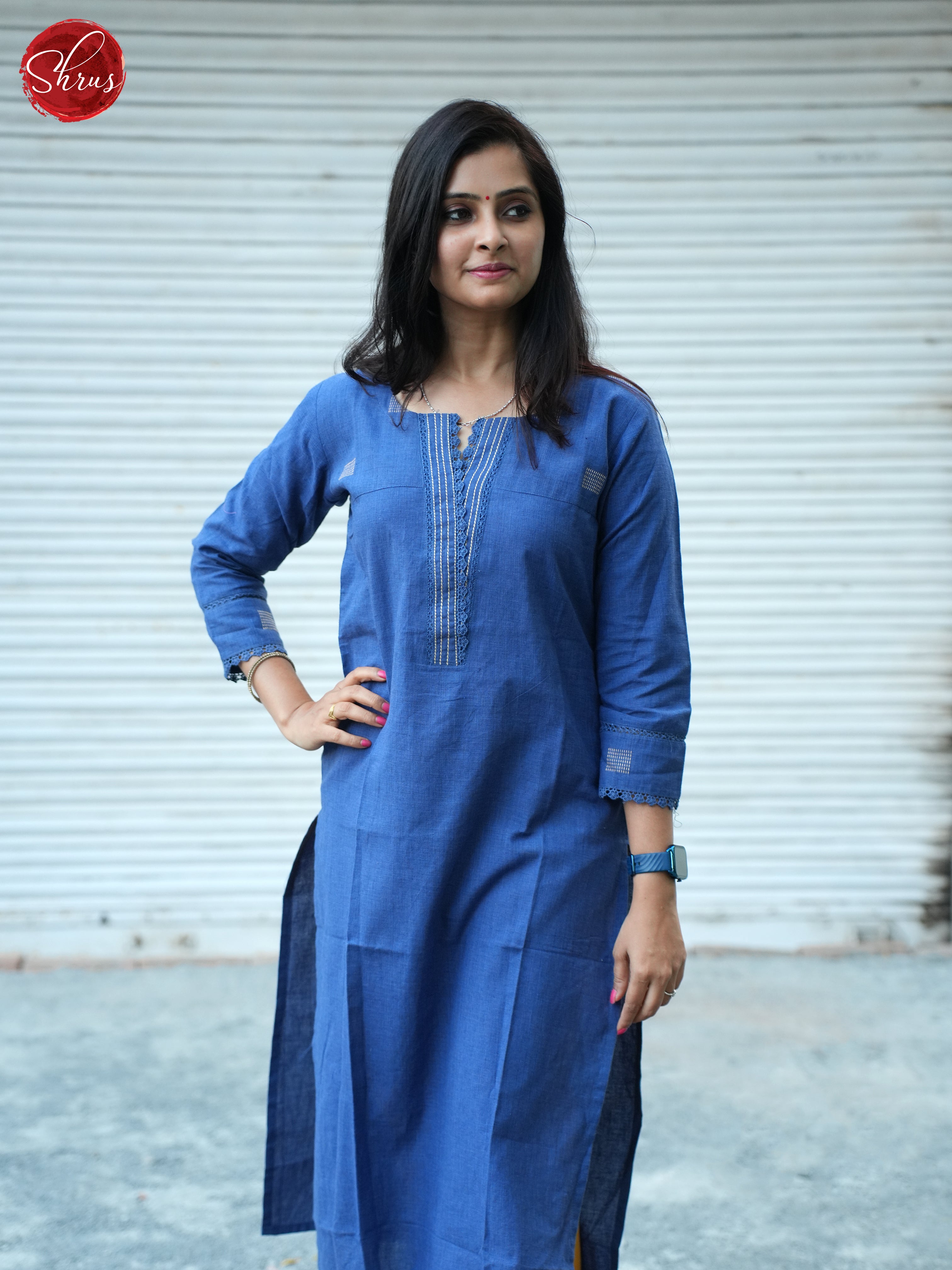 Blue -Cotton Readymade Kurti - Shop on ShrusEternity.com