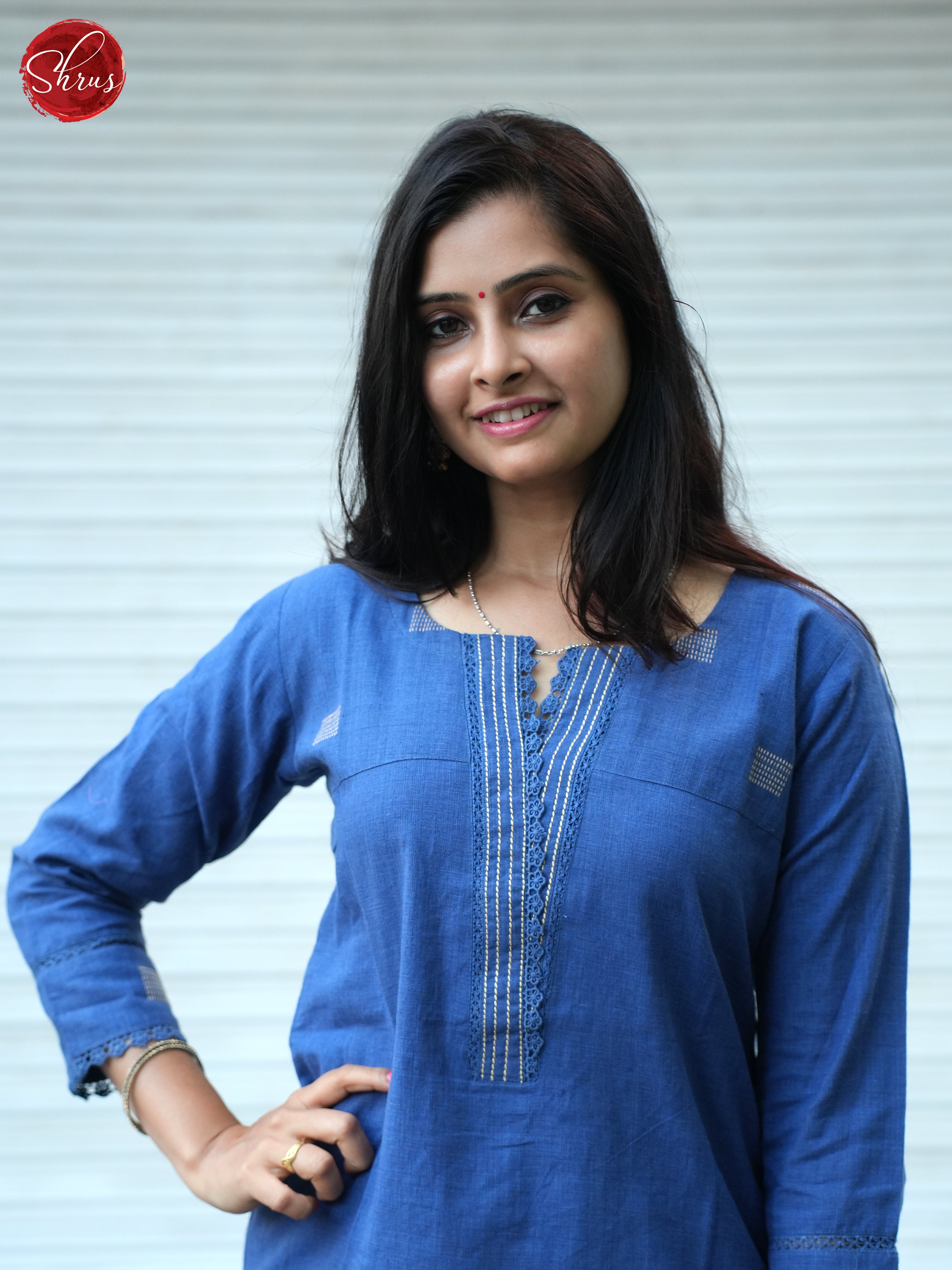 Blue -Cotton Readymade Kurti - Shop on ShrusEternity.com