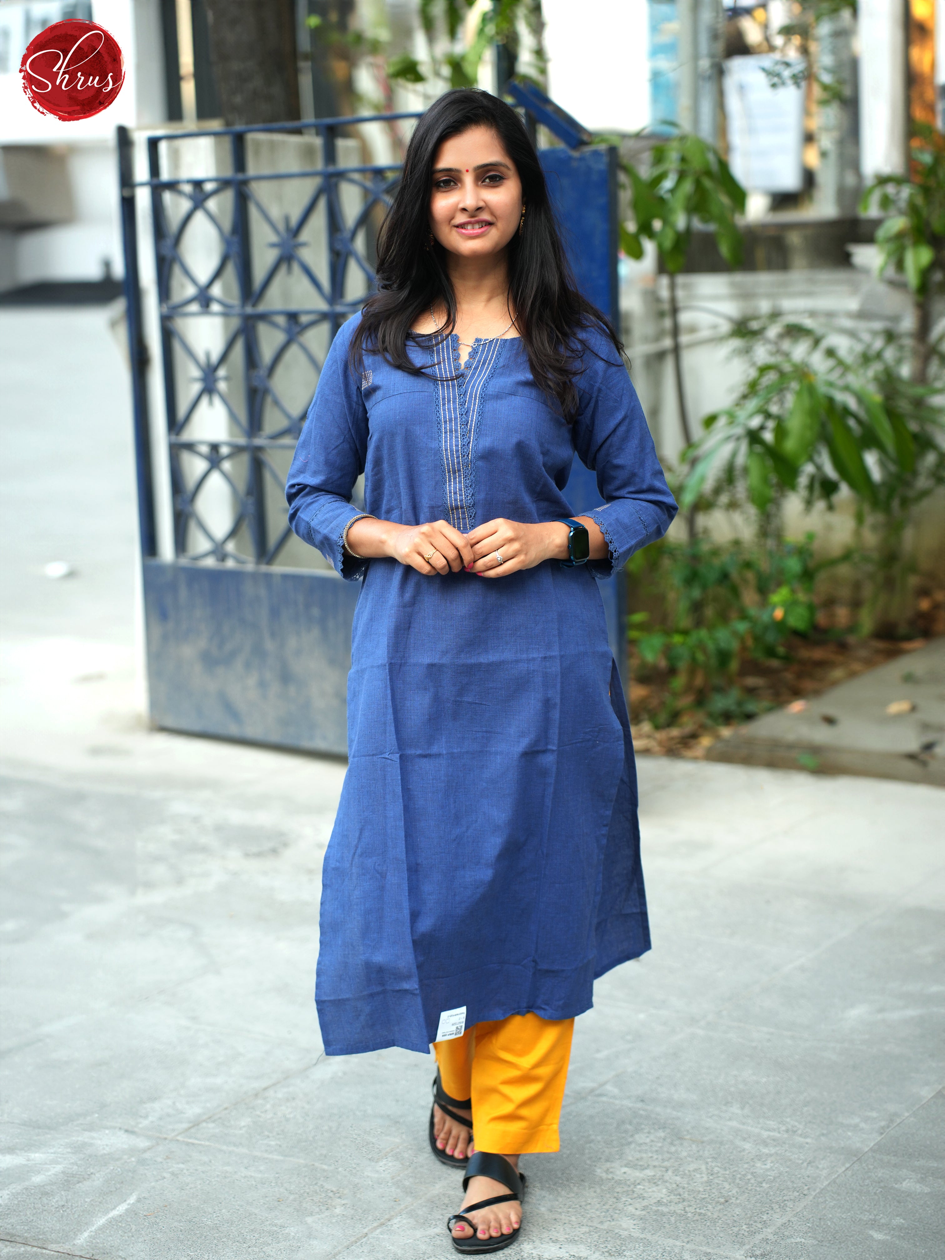 Blue -Cotton Readymade Kurti - Shop on ShrusEternity.com