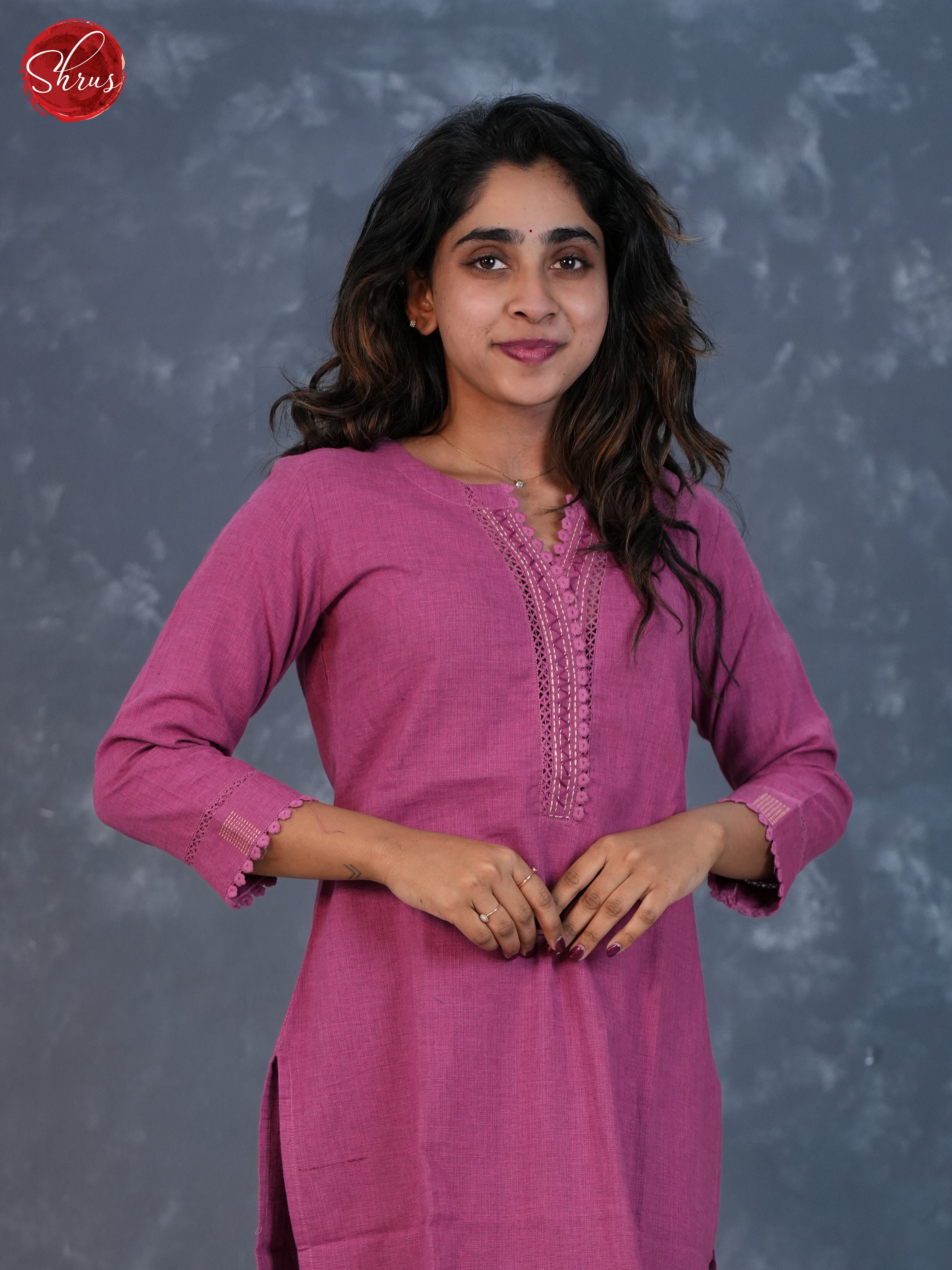 Pink - Staright fit Readymade Kurti - Shop on ShrusEternity.com