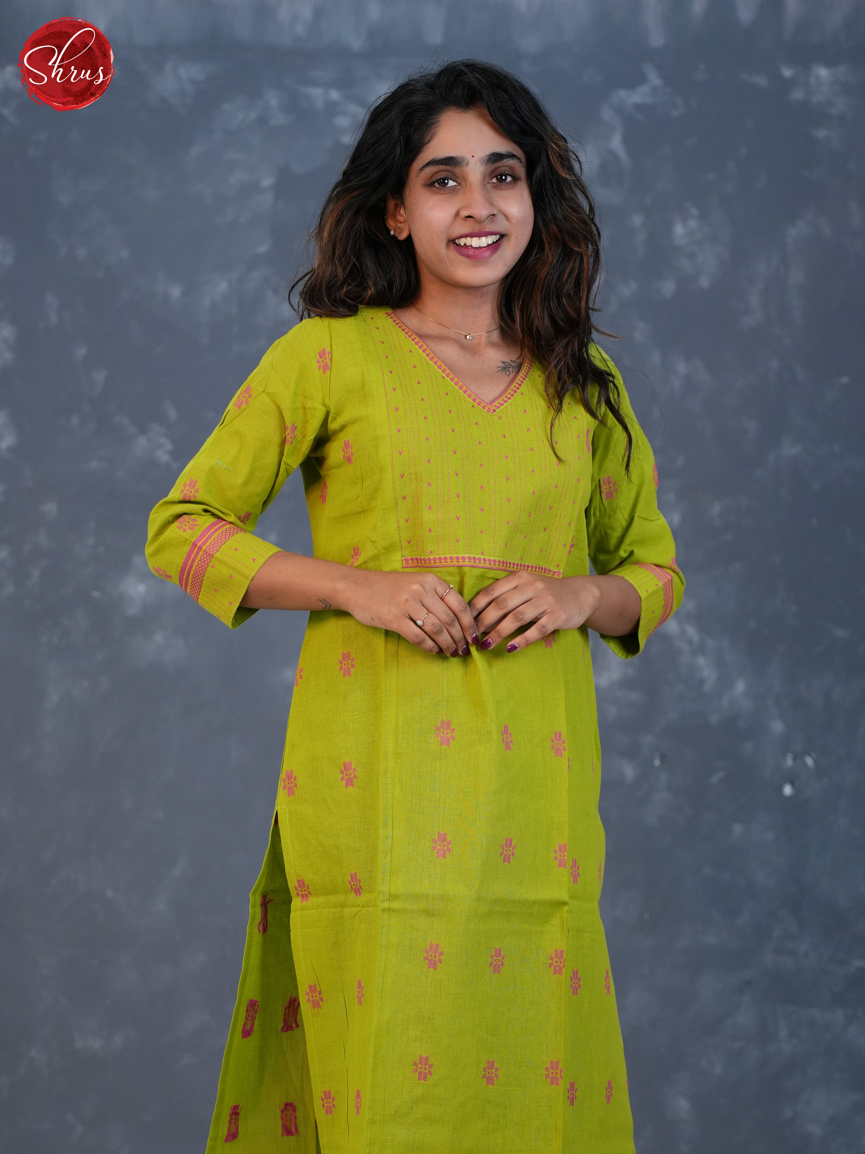 Green - Floral Embroidered straight fit Readymade kurti - Shop on ShrusEternity.com