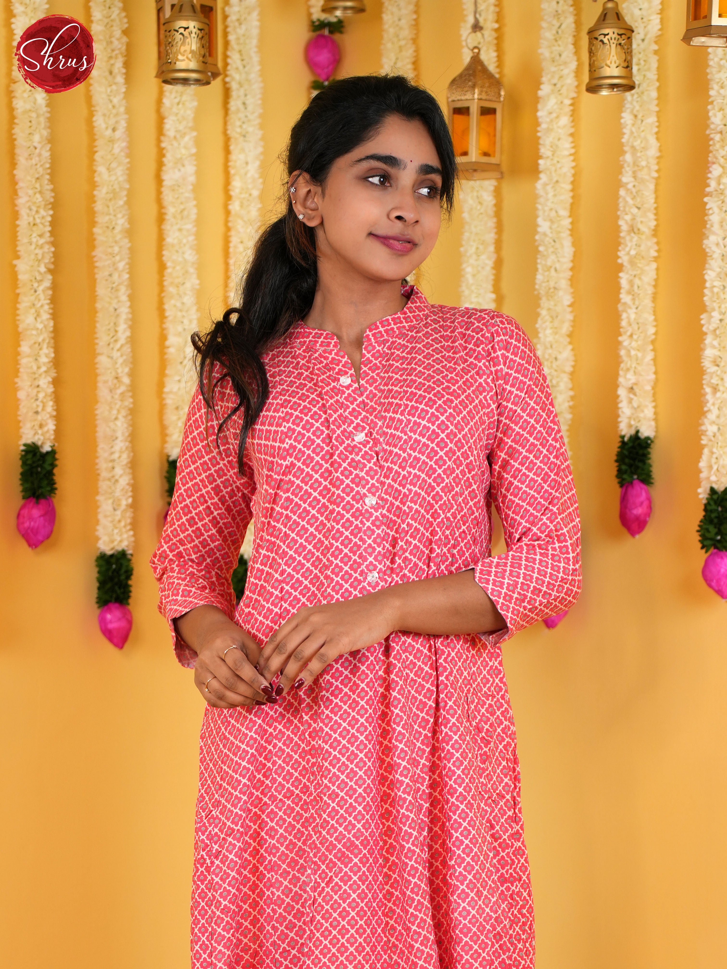 Pink -Printed Anarkali Readymade Kurti - Shop on ShrusEternity.com