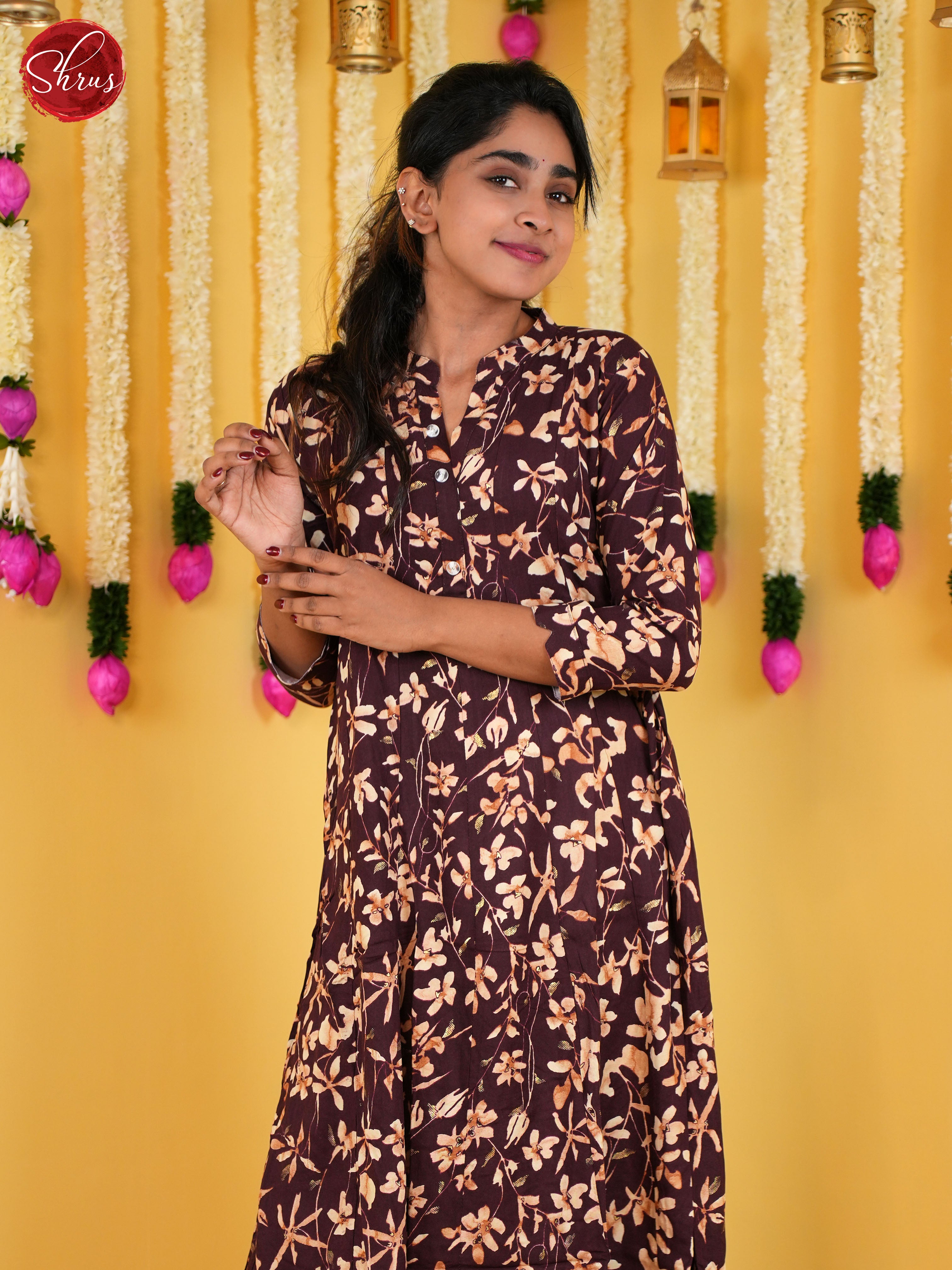 Brown - Anarkali Readymade Kurti - Shop on ShrusEternity.com