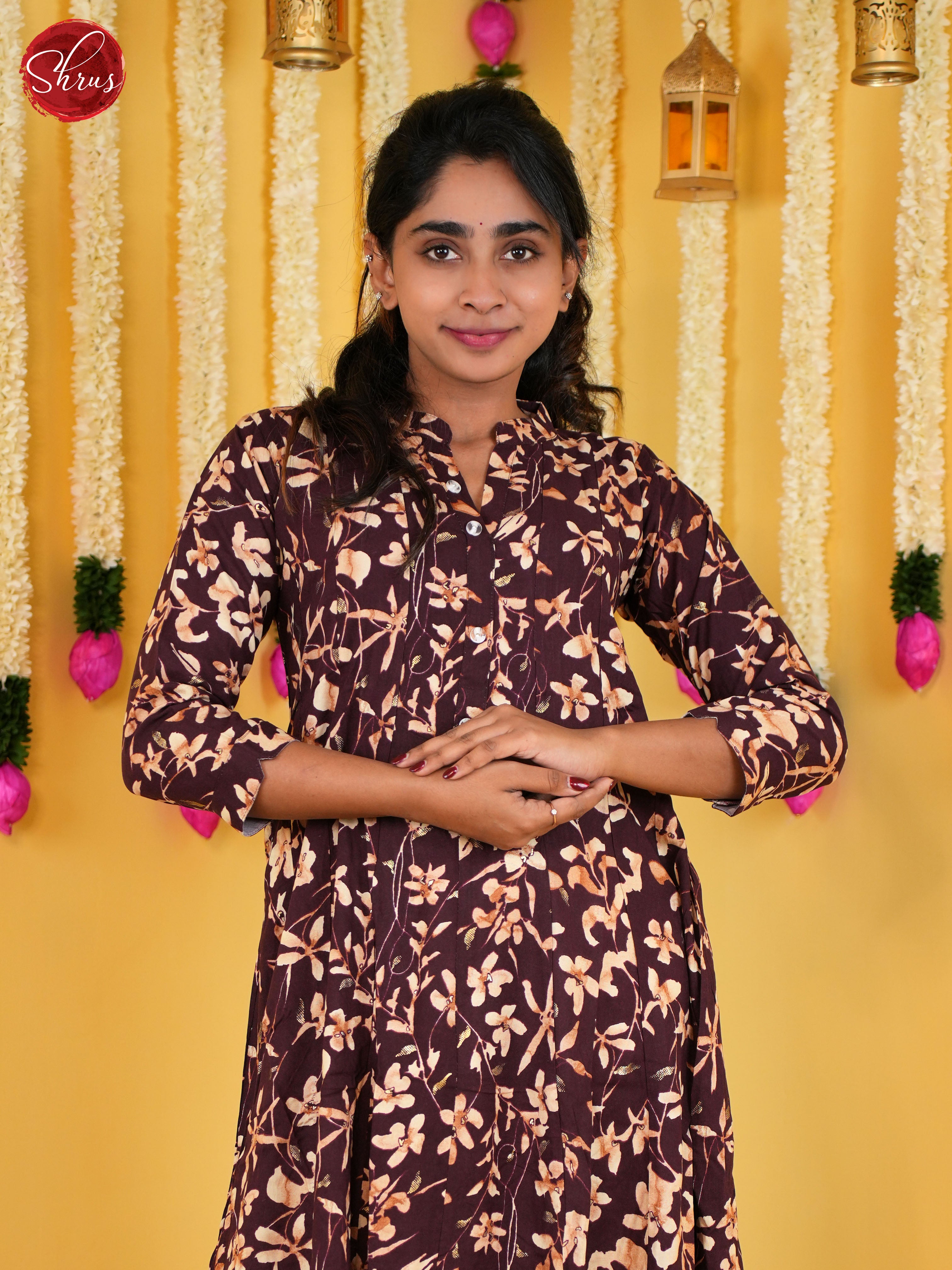 Brown - Anarkali Readymade Kurti - Shop on ShrusEternity.com