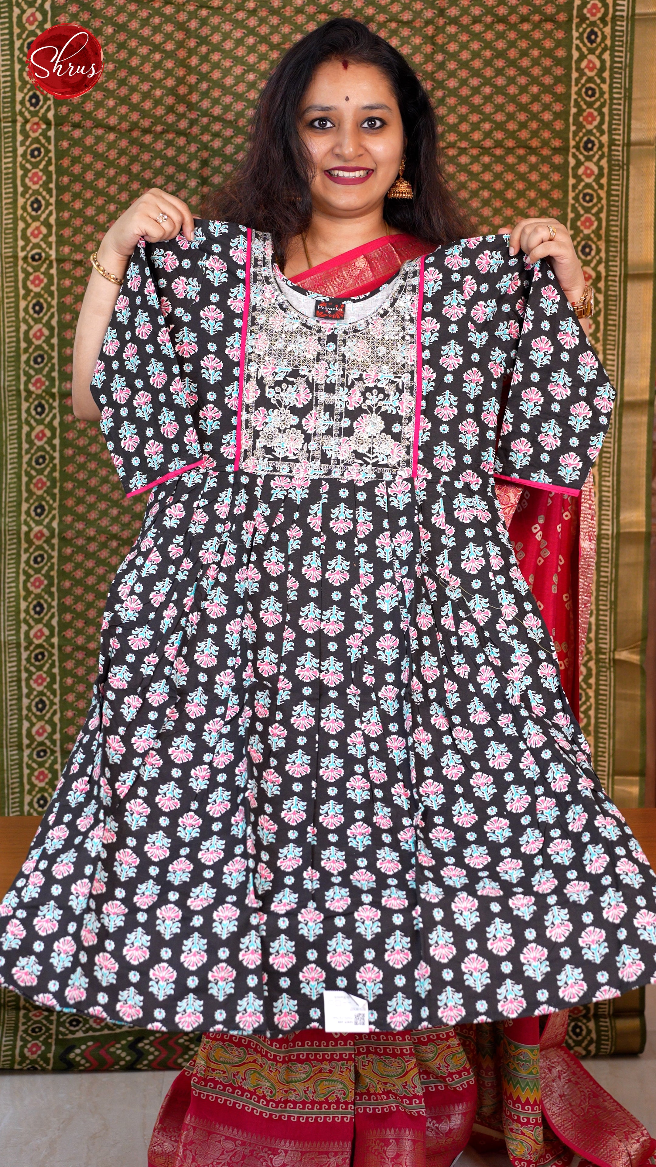 Blue- floral printed Readymade Kurti - Shop on ShrusEternity.com