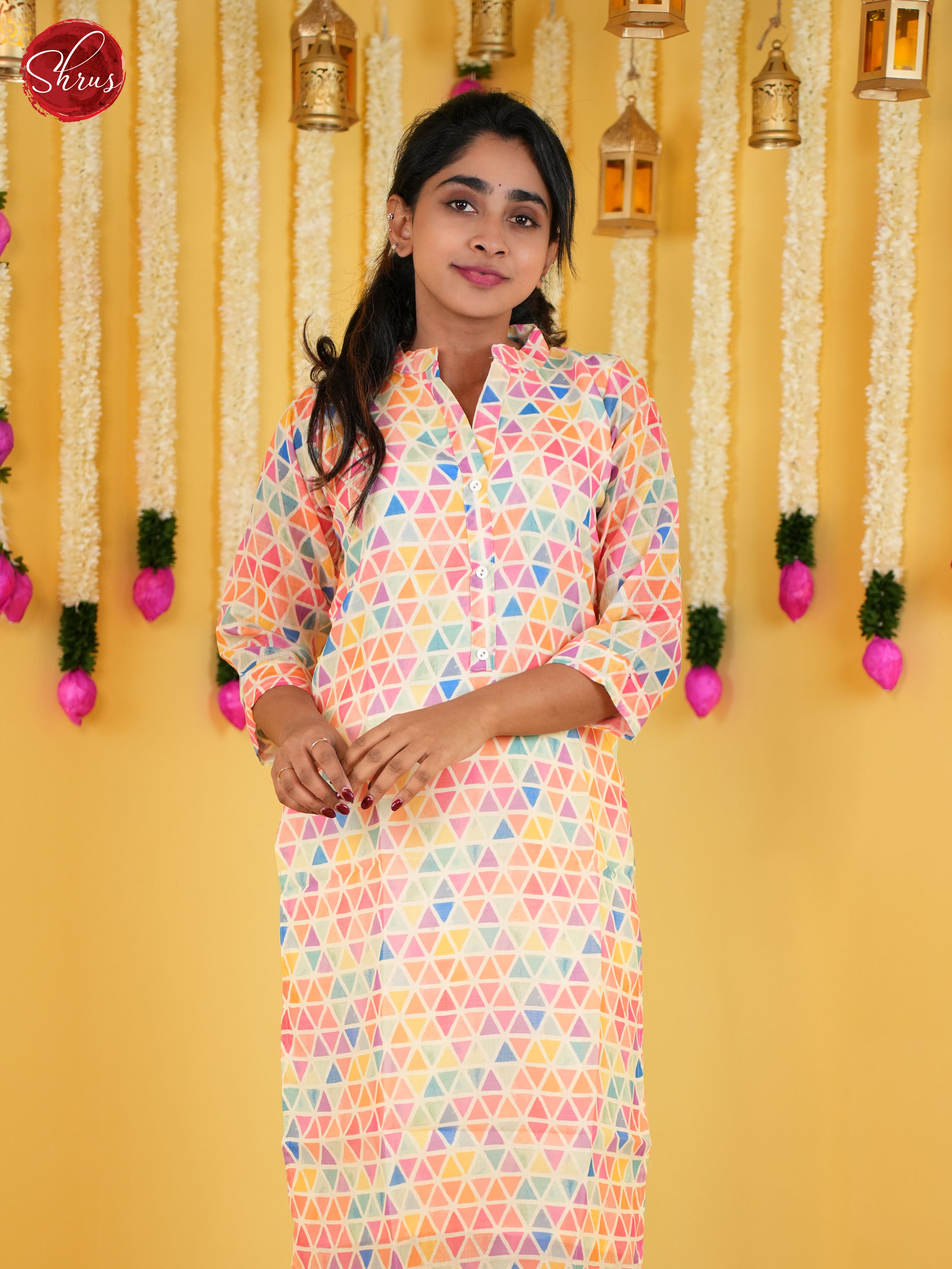 Cream -Straight fit Readymade Kurti - Shop on ShrusEternity.com