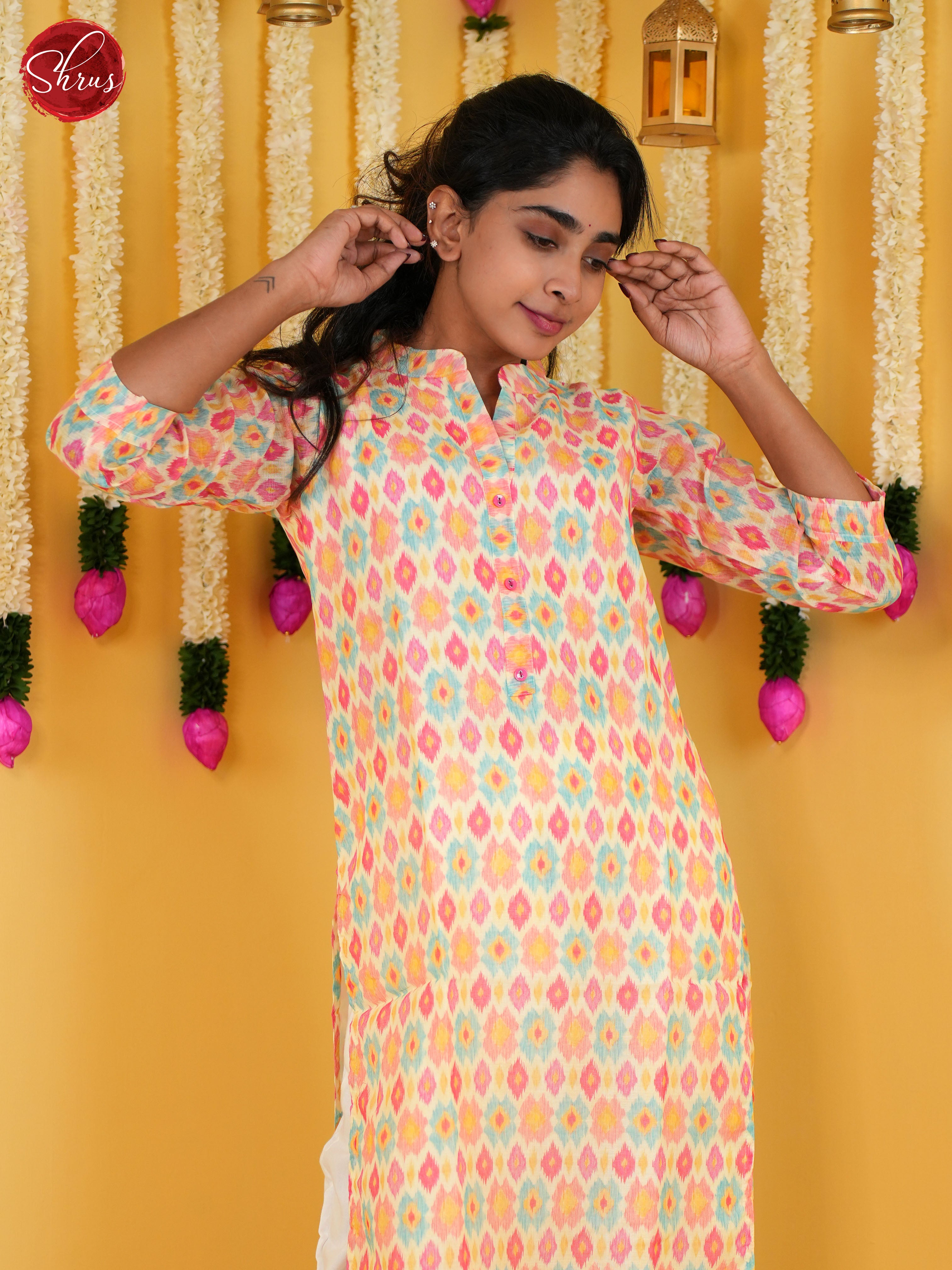 Cream & Orange -Readymade Kurti - Shop on ShrusEternity.com