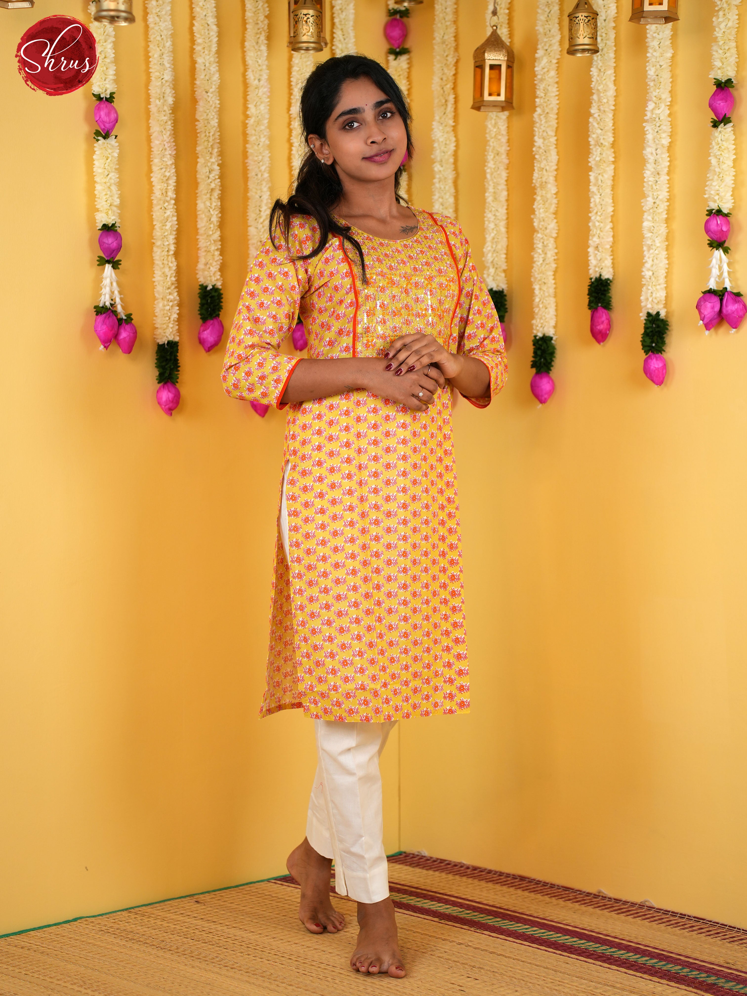 Orange -Readymade Kurti - Shop on ShrusEternity.com