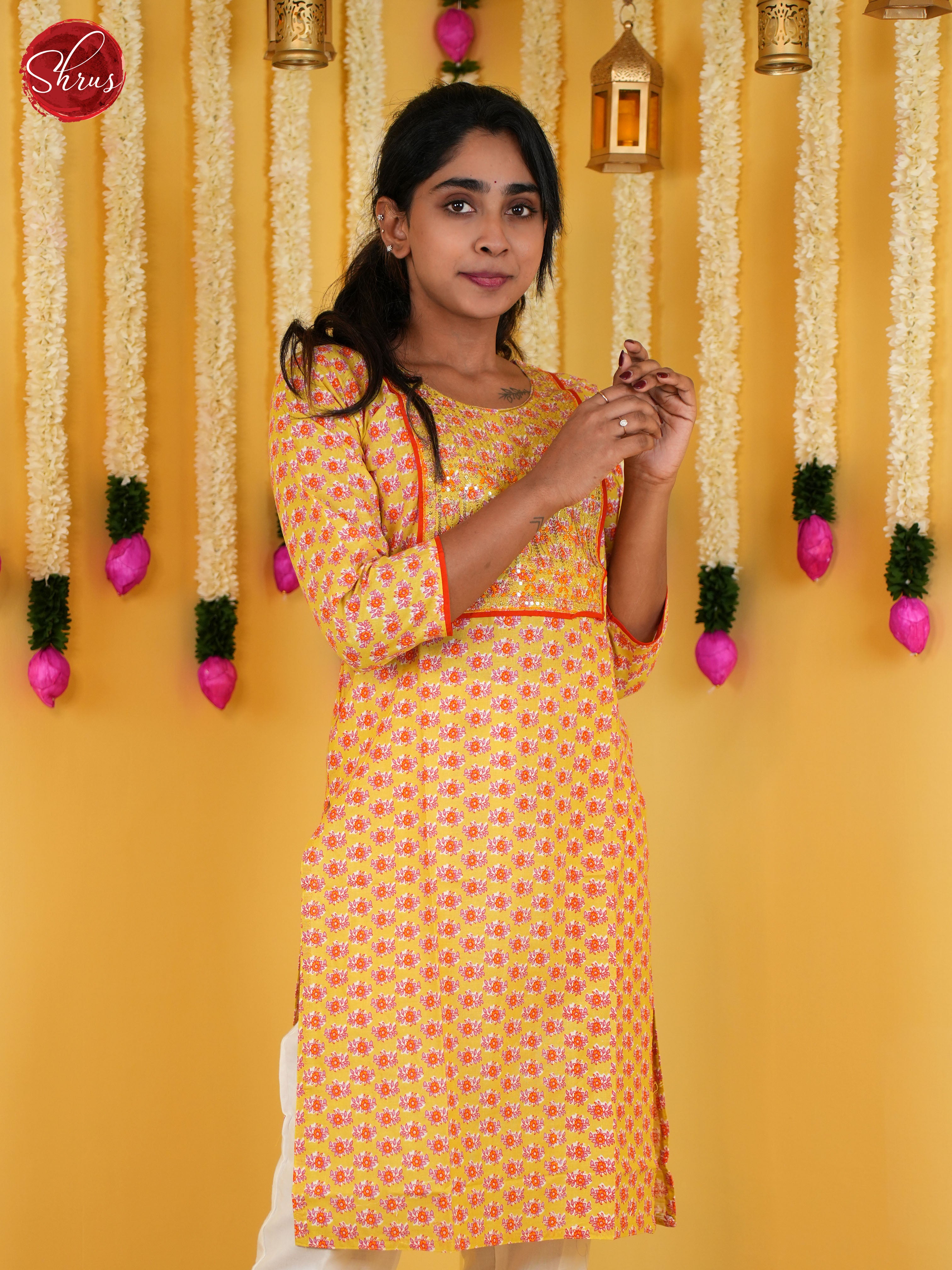 Orange -Readymade Kurti - Shop on ShrusEternity.com