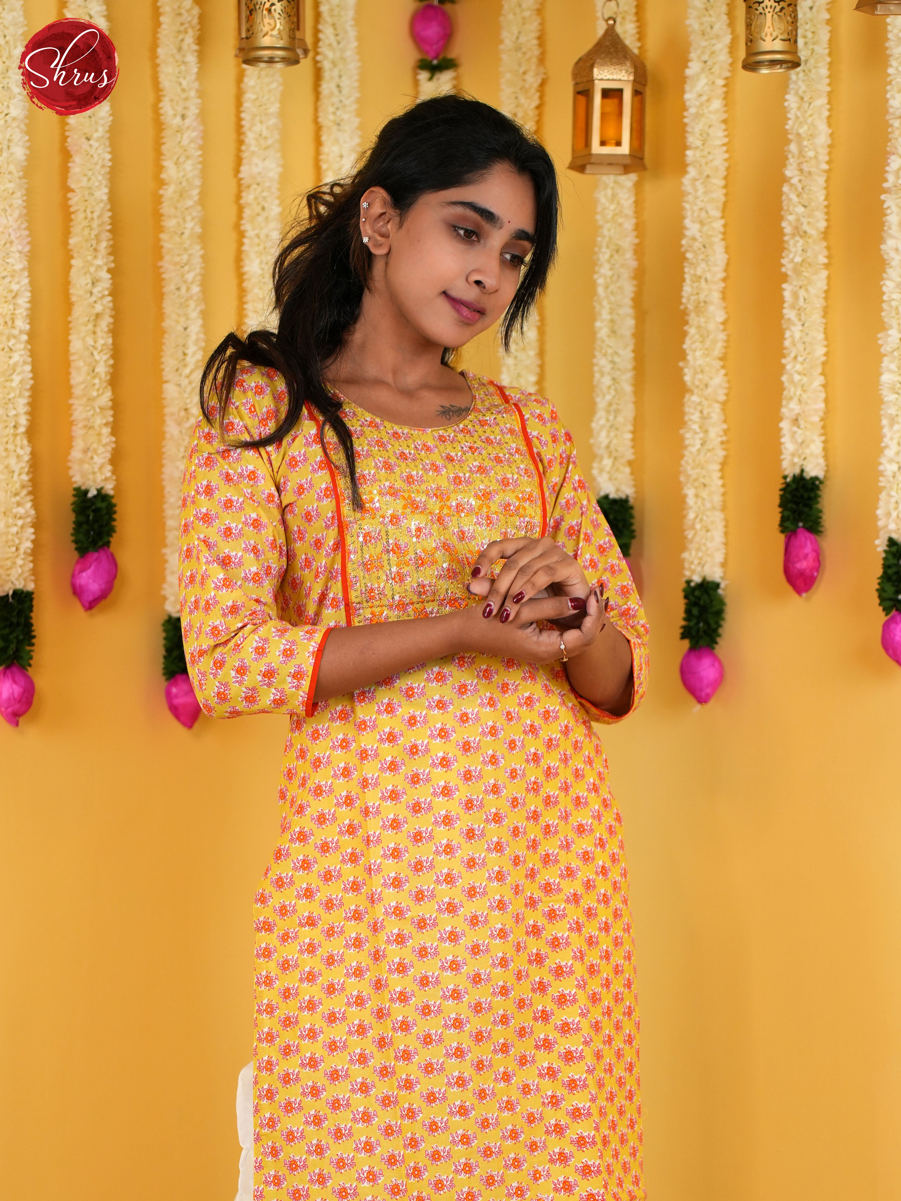 Orange -Readymade Kurti - Shop on ShrusEternity.com