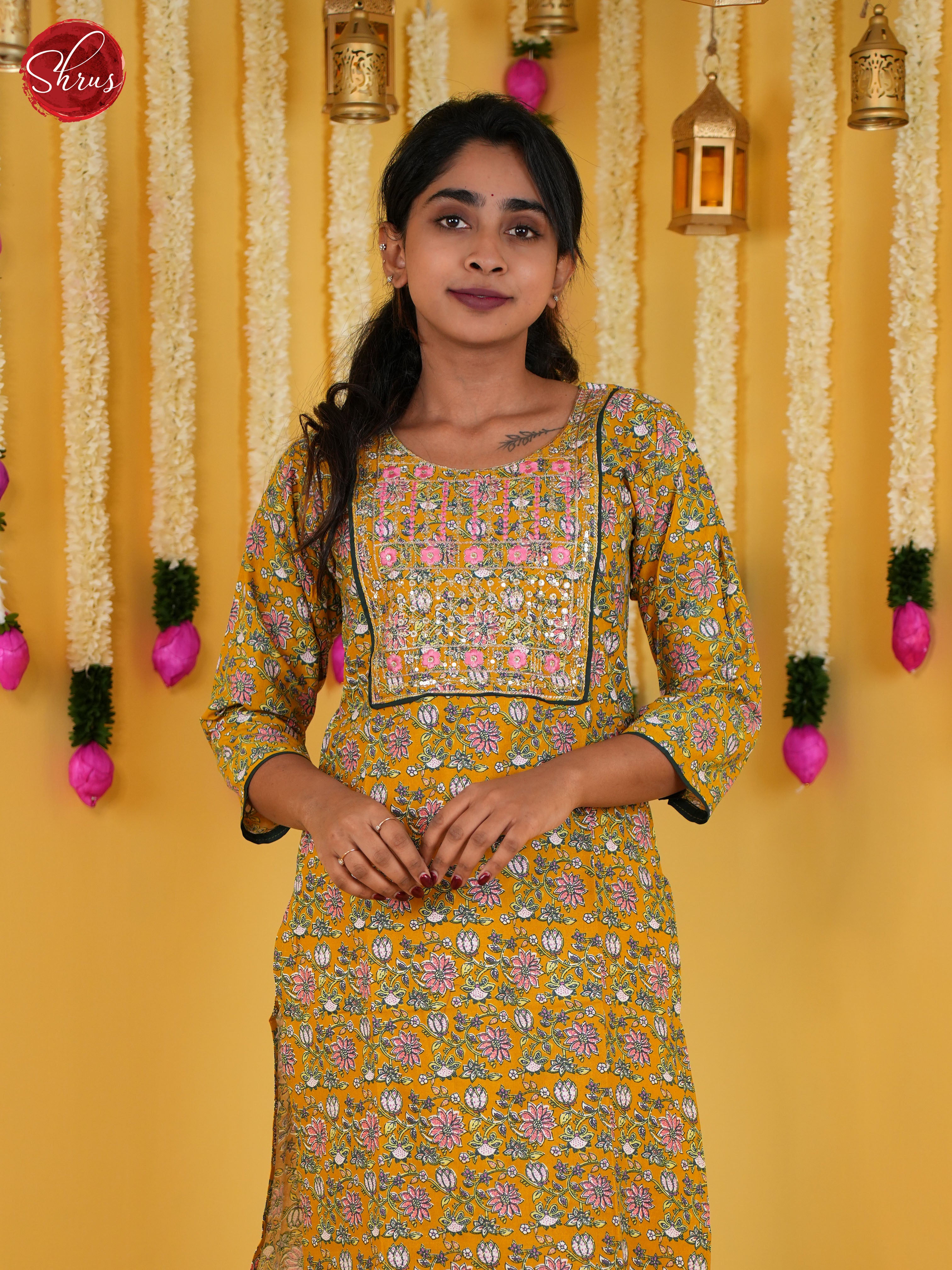 Yellow & Green -Readymade Kurti - Shop on ShrusEternity.com