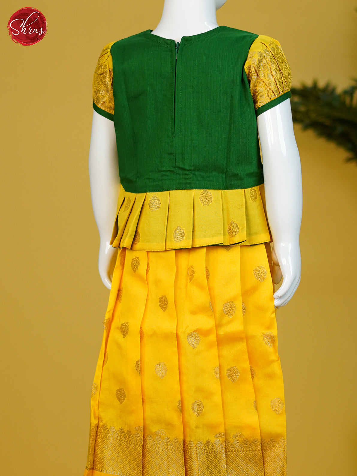 Green & Yellow - Readymade Kids pattu Pavadai - Shop on ShrusEternity.com