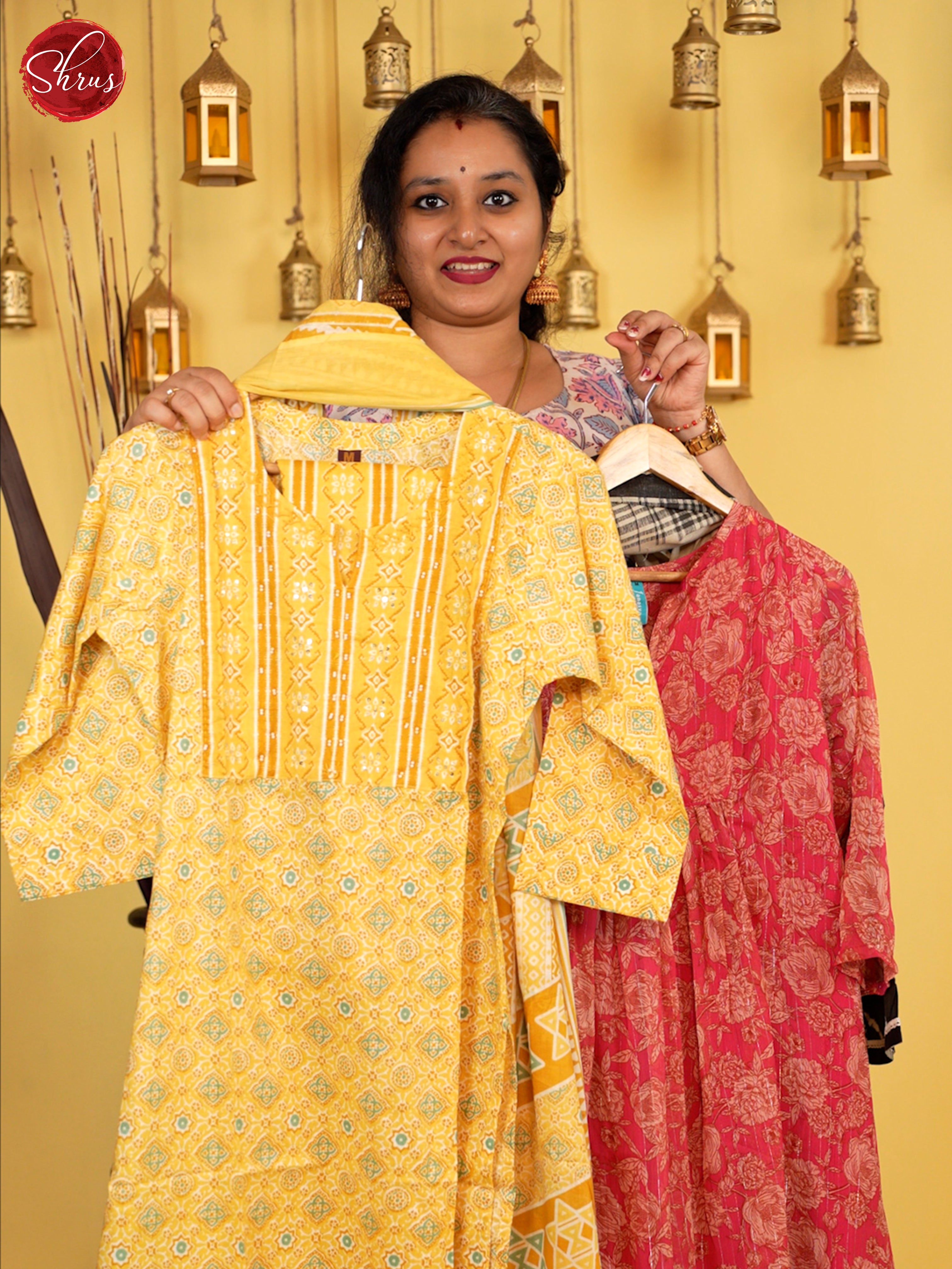 Yellow - Printed 3pc Readymade Salwar - Shop on ShrusEternity.com