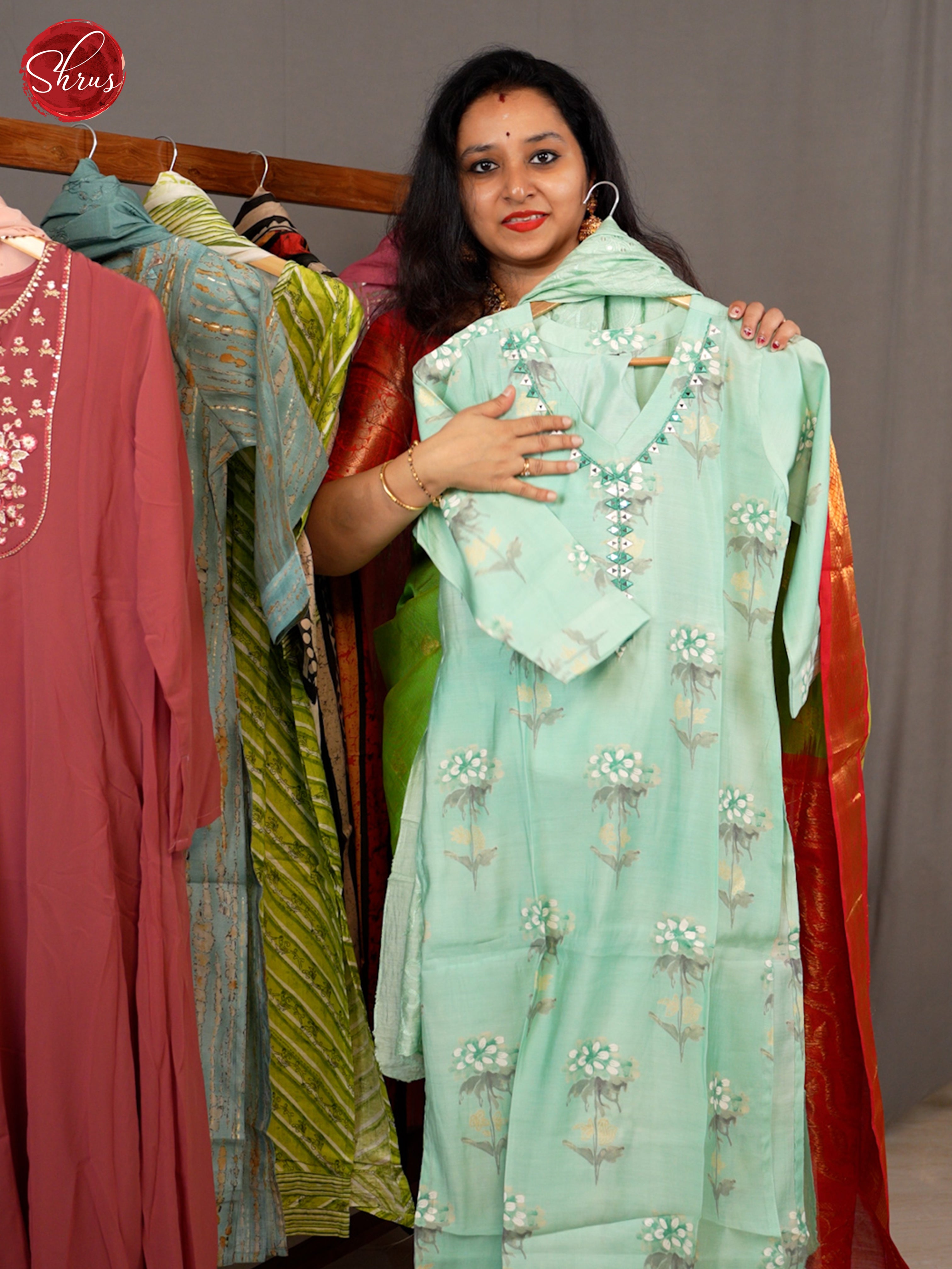Green - printed 3pc Readymade Salwar - Shop on ShrusEternity.com