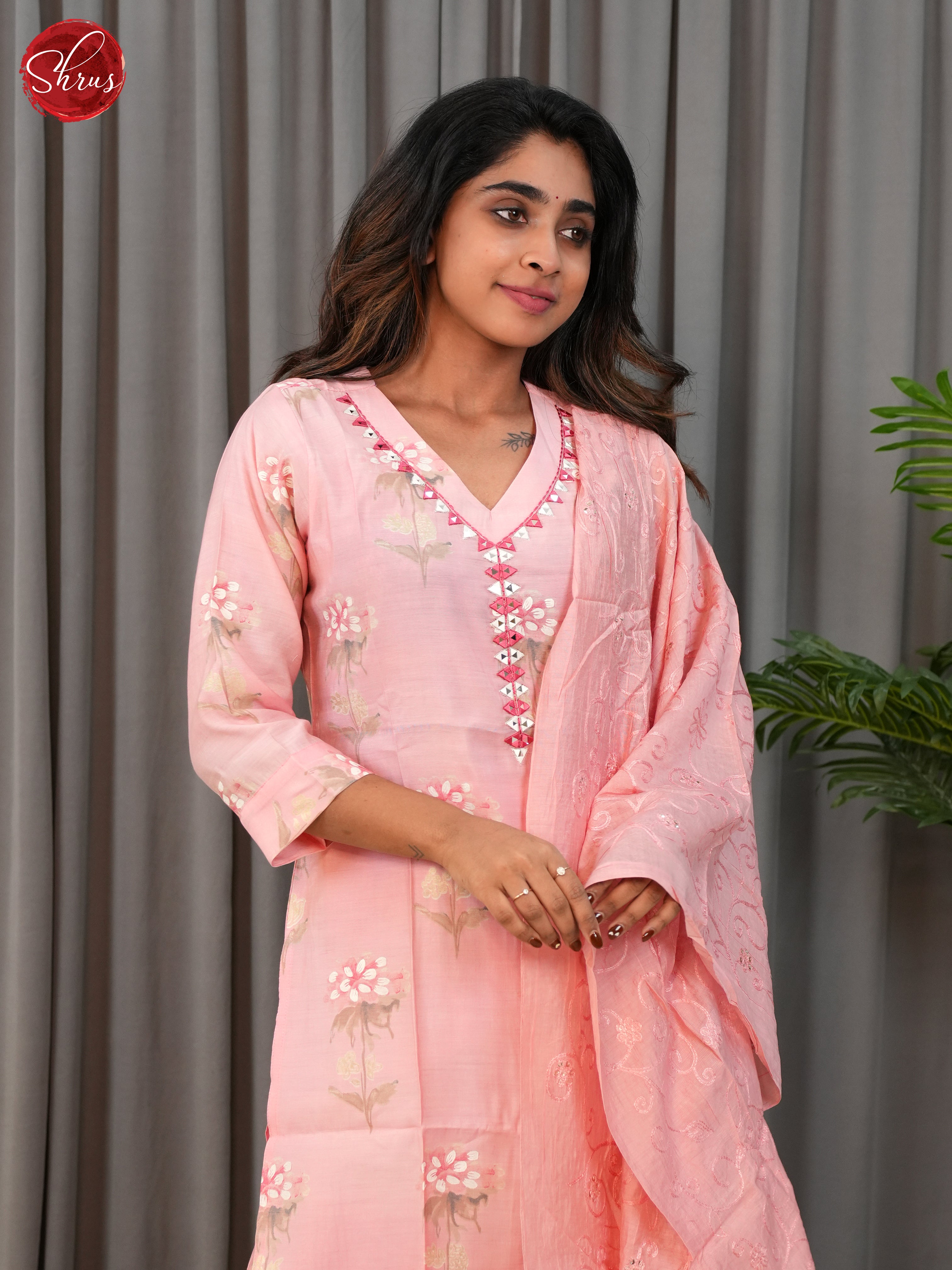 Pink -3pc floral embroidery Readymade Suits - Shop on ShrusEternity.com