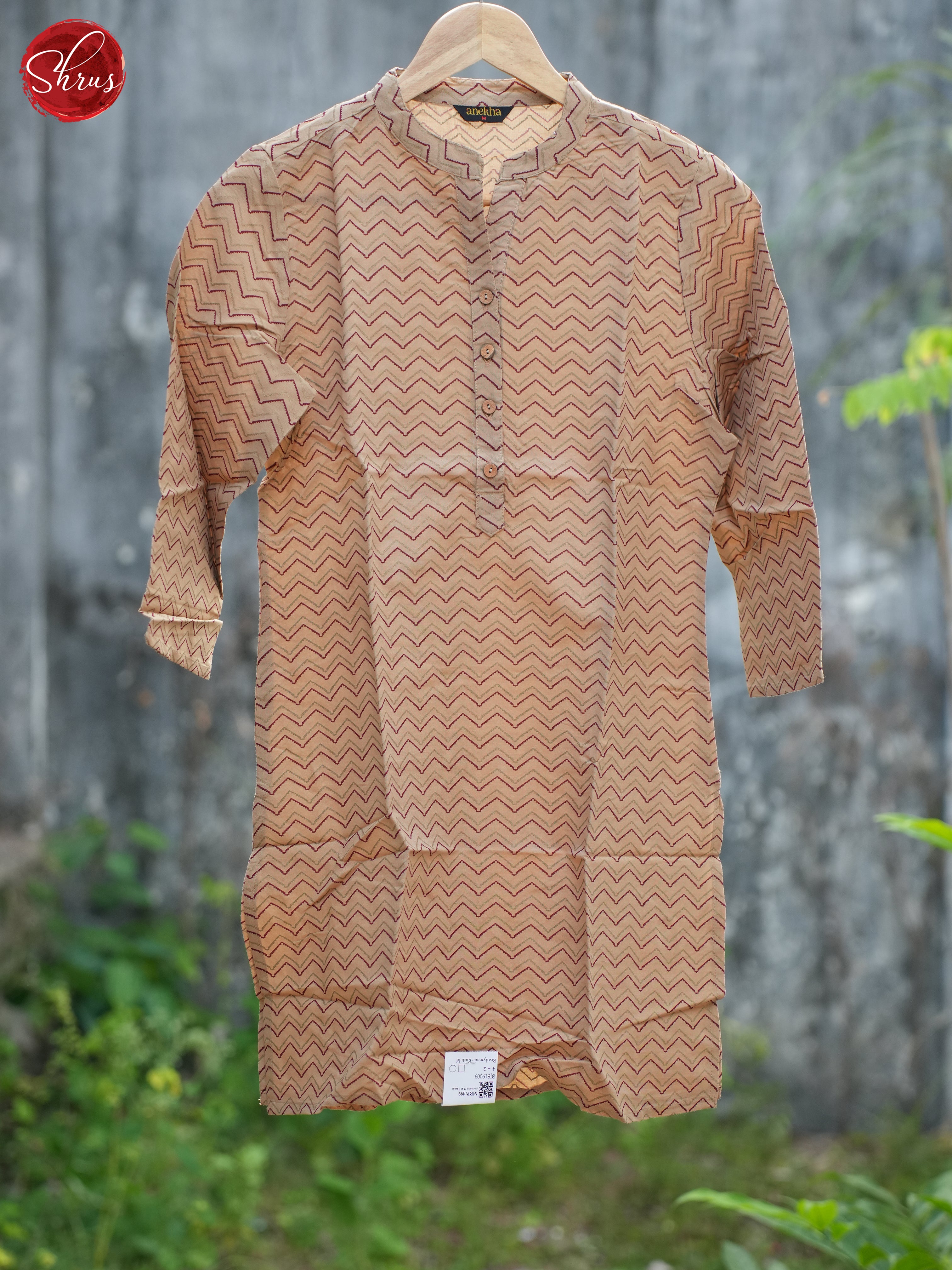 Brown - Short printed Casual Readymade Kurti - Shop on ShrusEternity.com