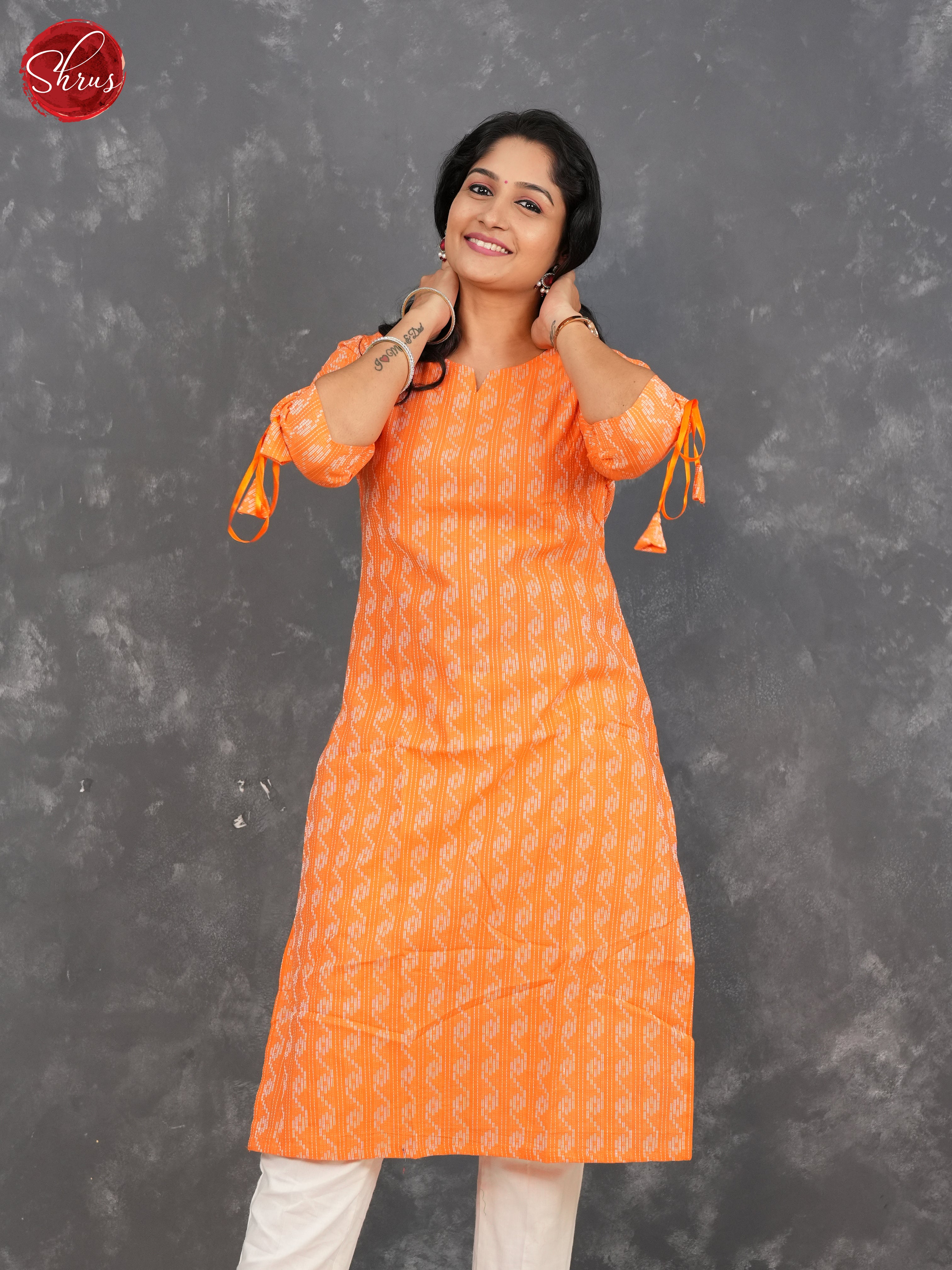 Orange- Readymade kurti - Shop on ShrusEternity.com