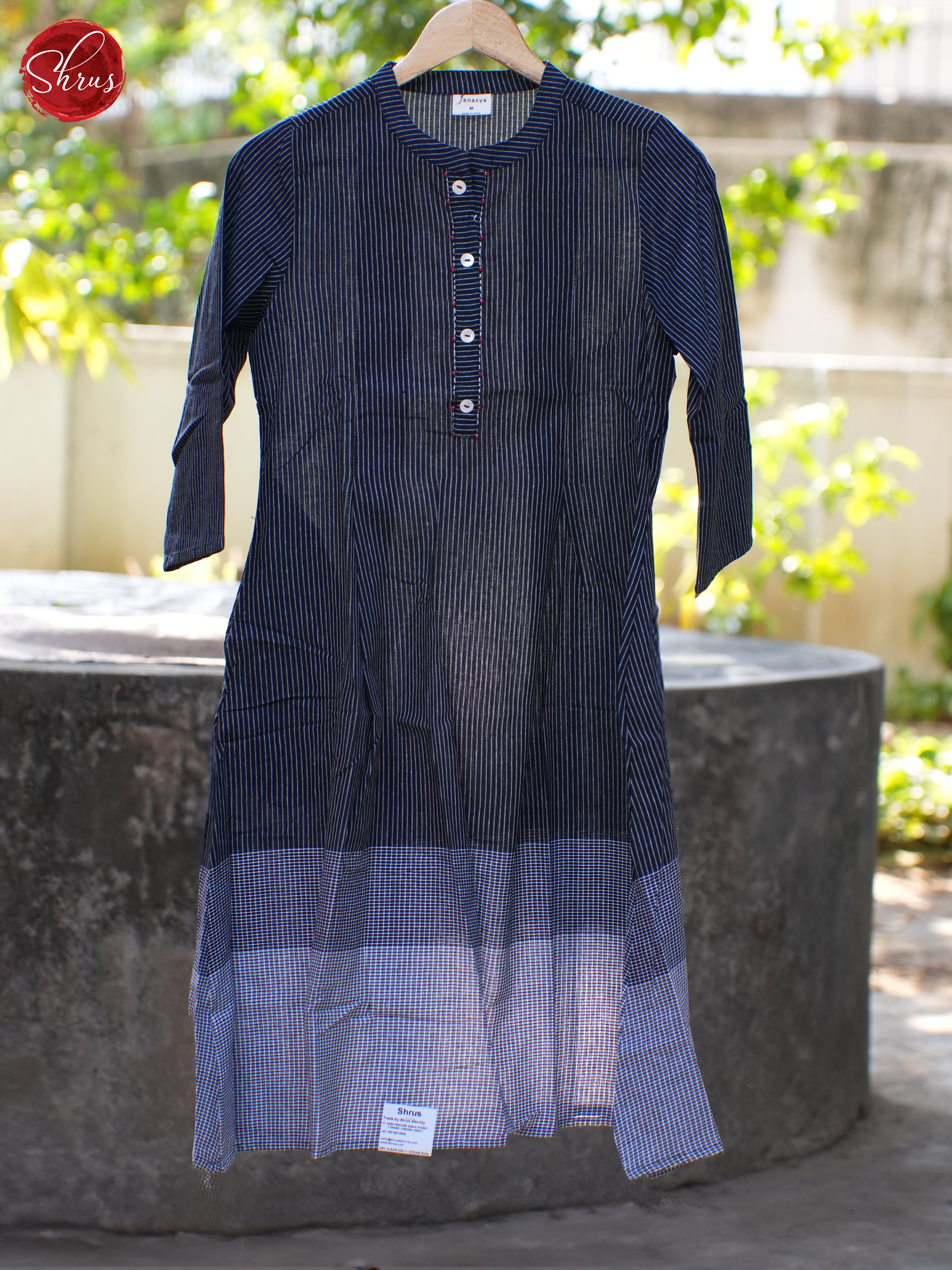 Blue-Striped Readymade Kurti - Shop on ShrusEternity.com