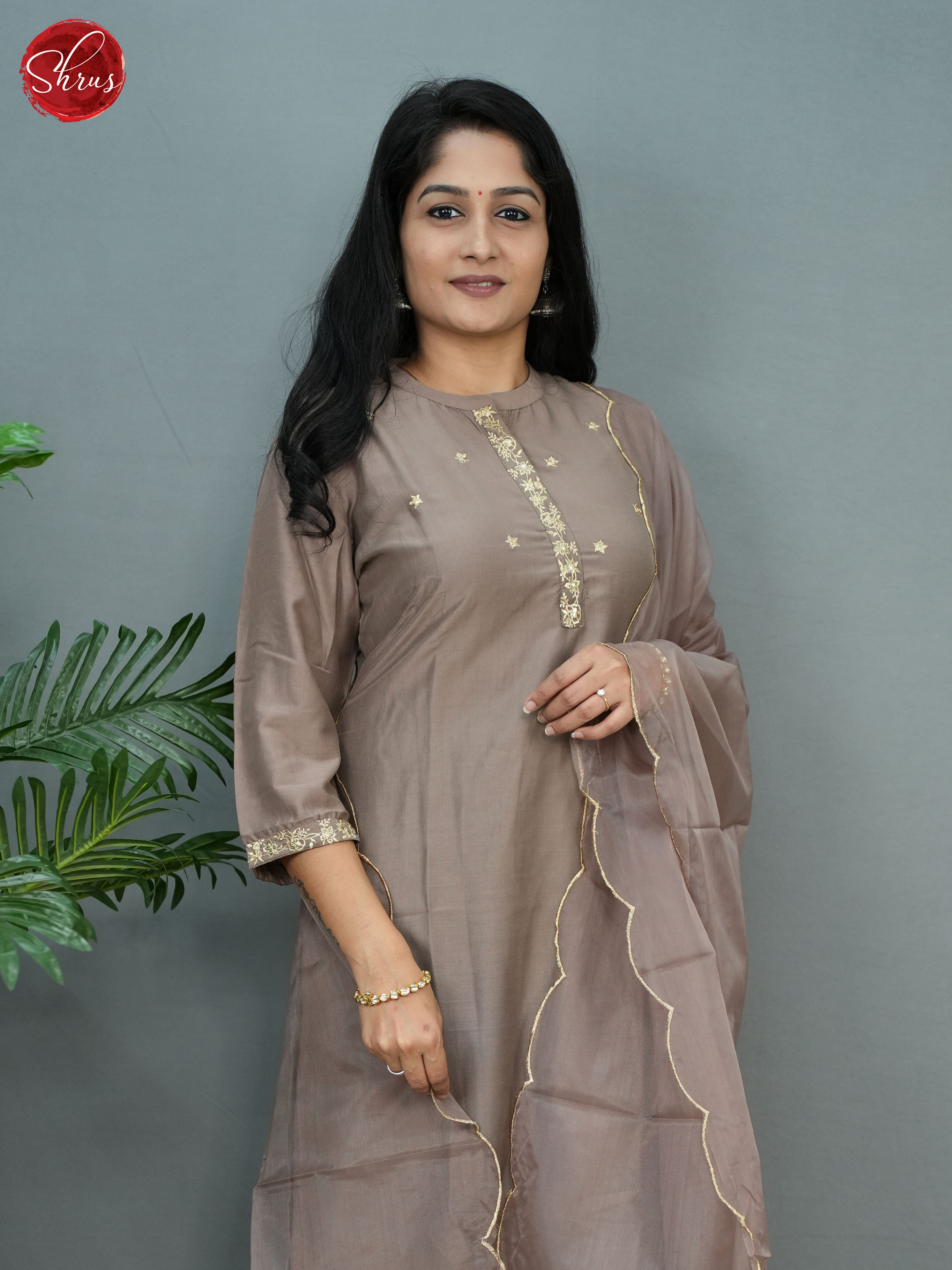 grey- 3pc Organza Readymade Salwar - Shop on ShrusEternity.com