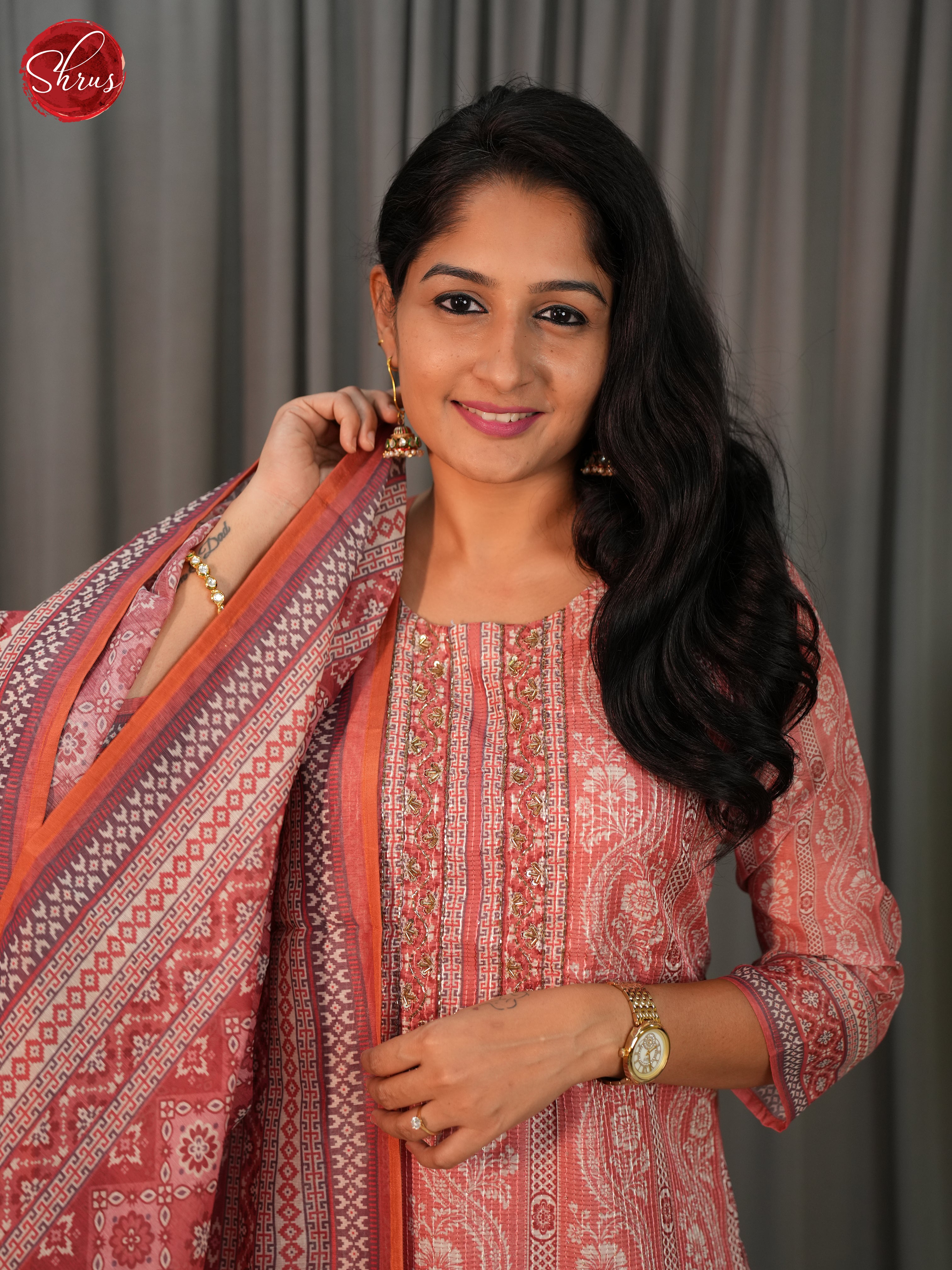 Brick Red -Cotton Printed 3pc Readymade Suits - Shop on ShrusEternity.com