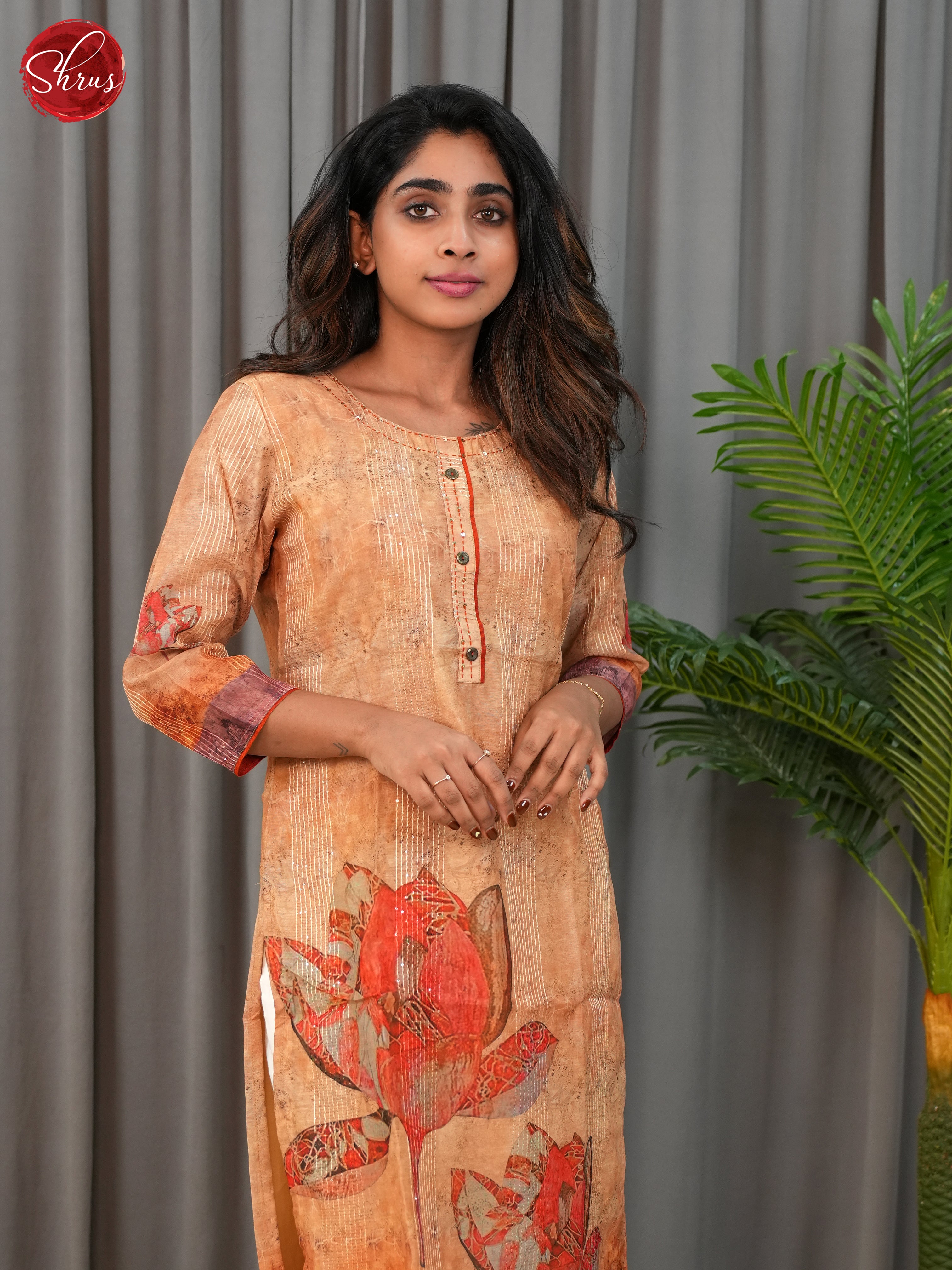 Beige -Readymade Kurti - Shop on ShrusEternity.com