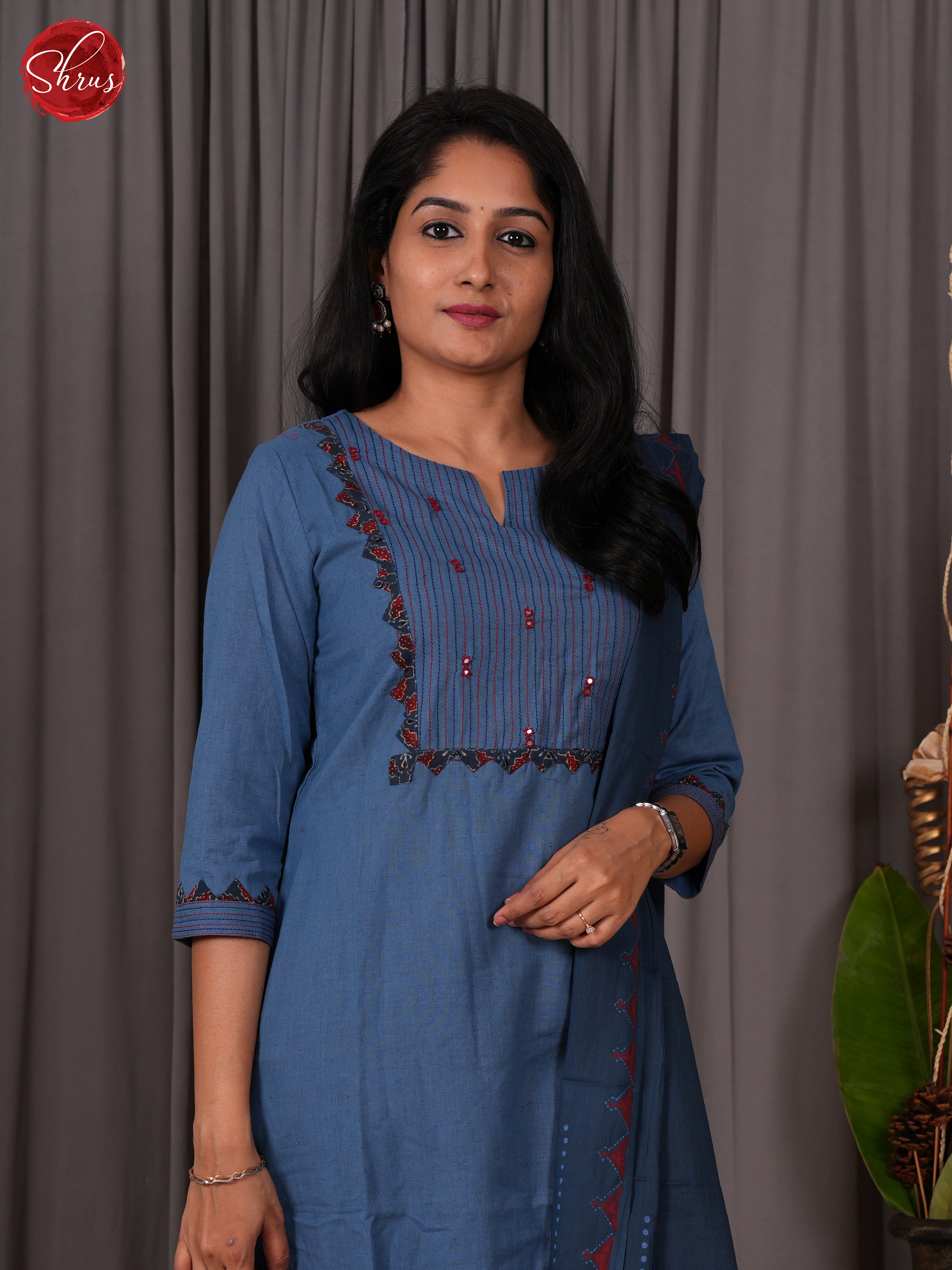 Blue -3pc embroidered Readymade Salwar - Shop on ShrusEternity.com