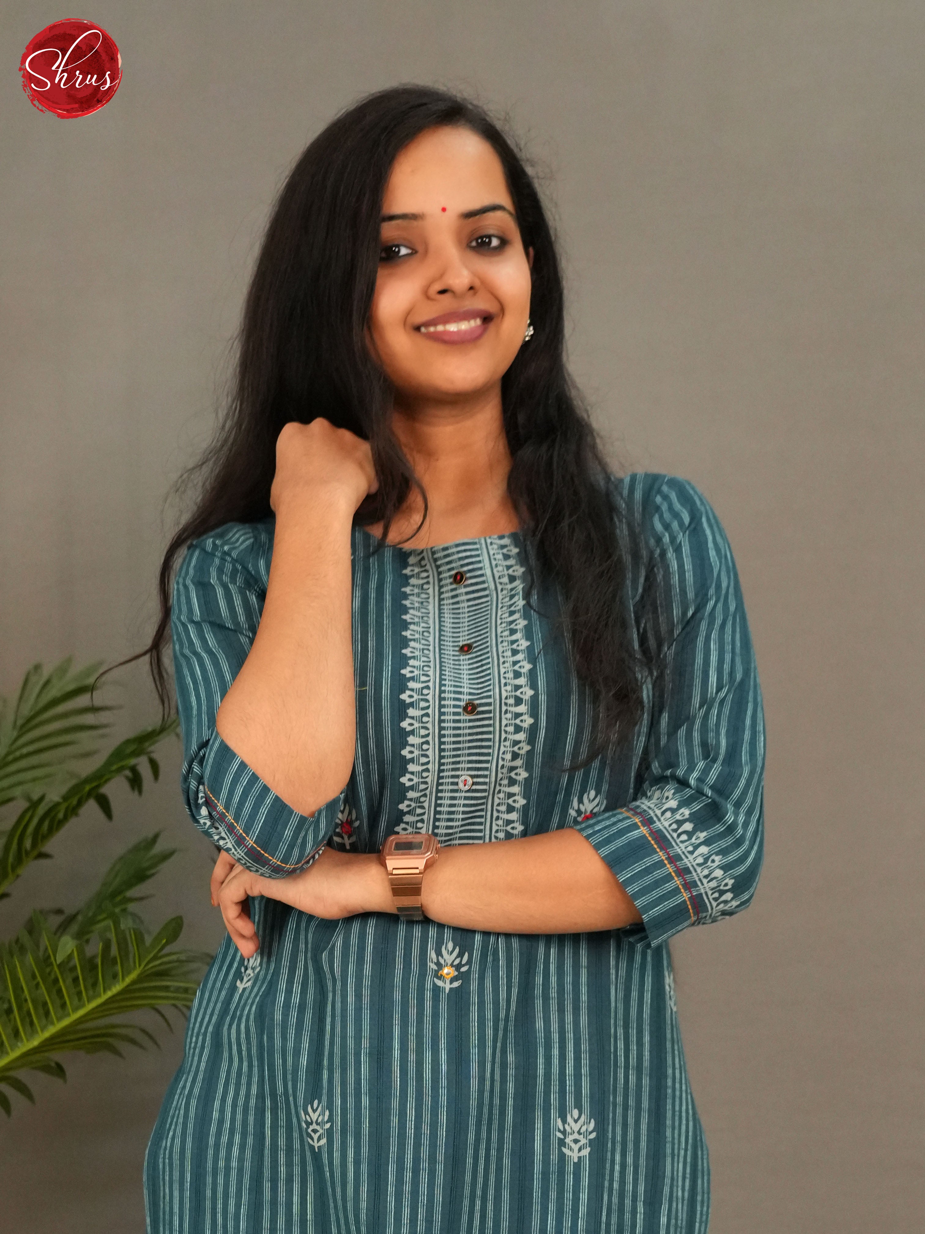 Blue - Casual Straight Readymade Kurti - Shop on ShrusEternity.com