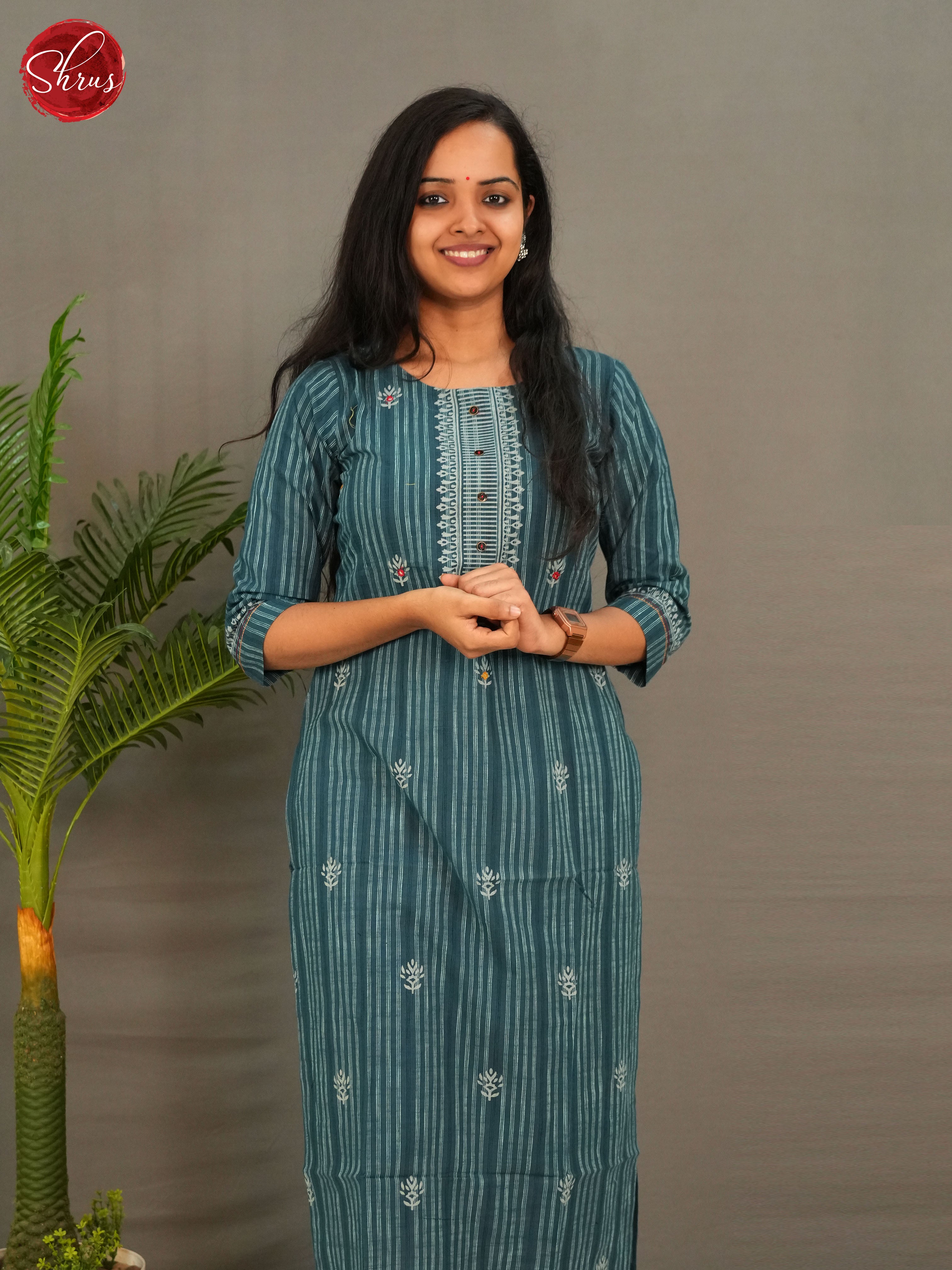 Blue - Casual Straight Readymade Kurti - Shop on ShrusEternity.com