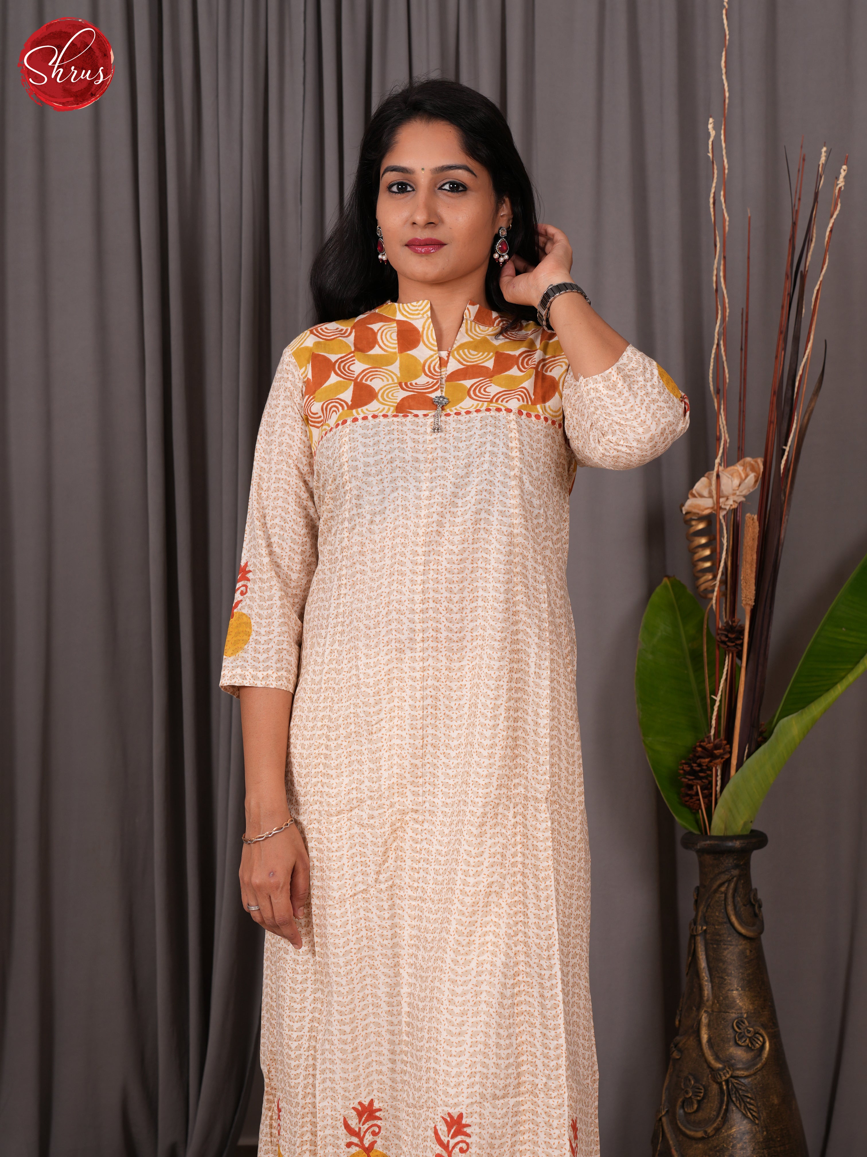 Cream & Yellow -Readymade Kurti - Shop on ShrusEternity.com