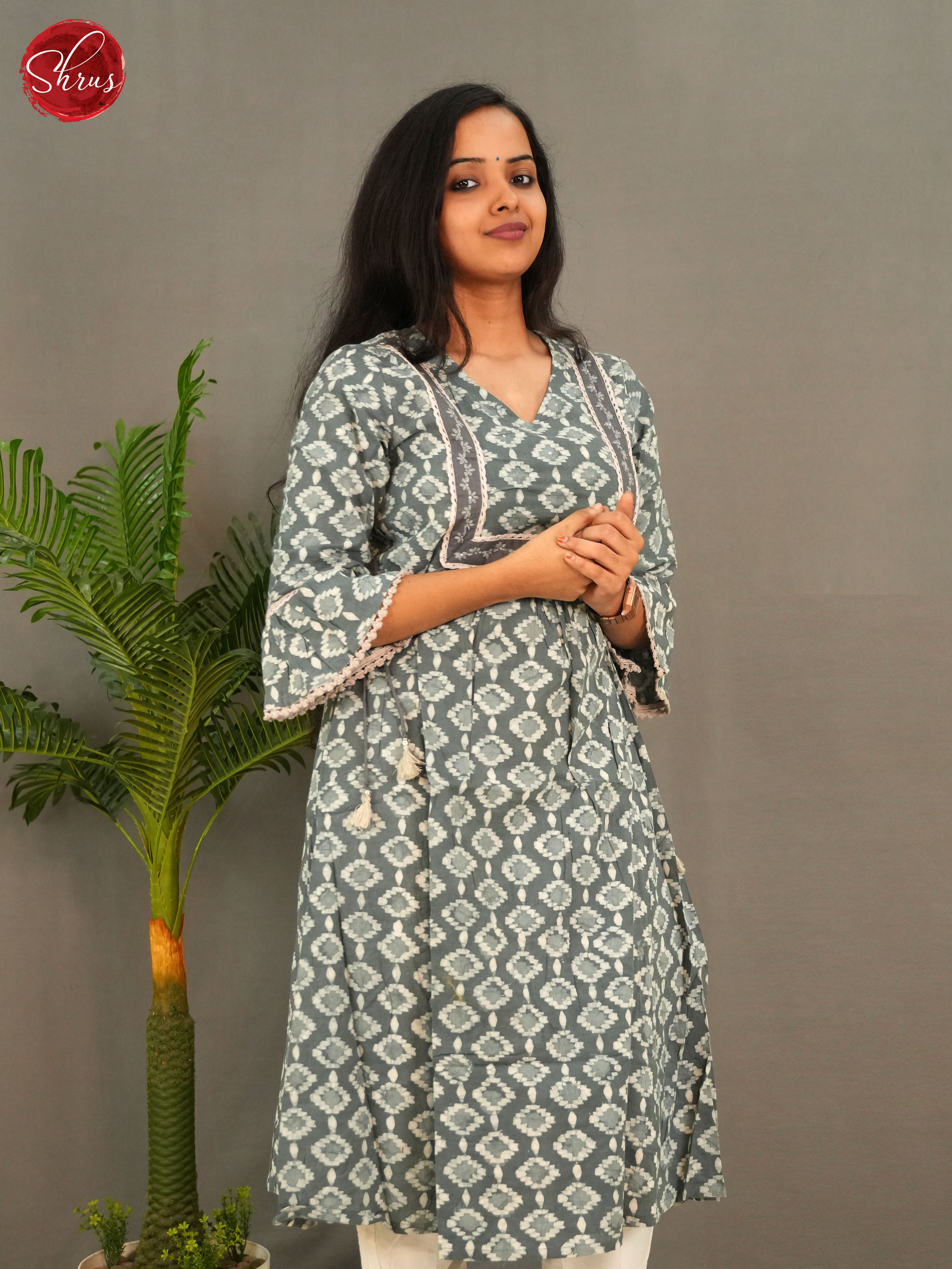 Grey -Anarkali Readymade kurti - Shop on ShrusEternity.com