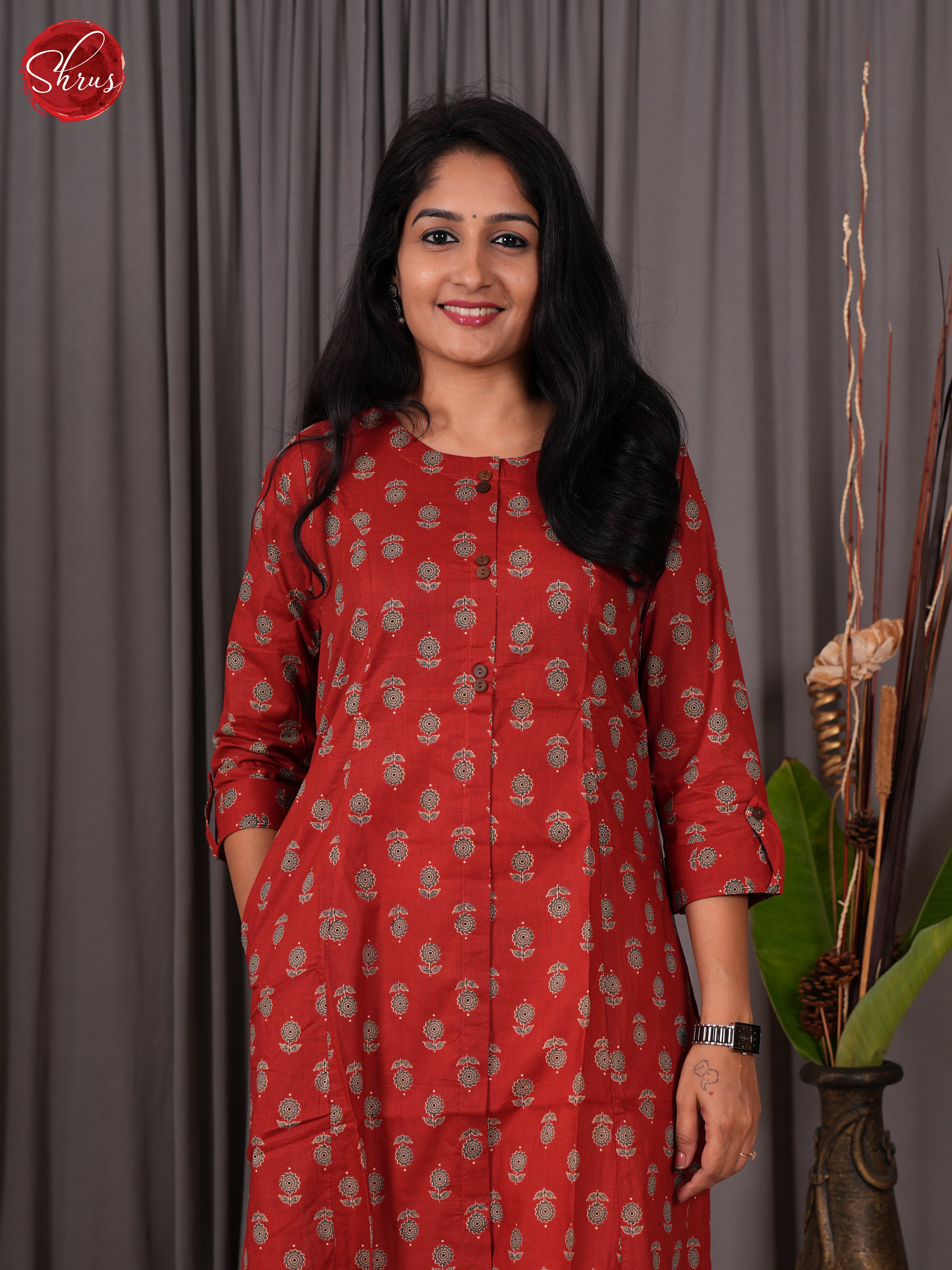 Red - Printed Readymade Kurti - Shop on ShrusEternity.com