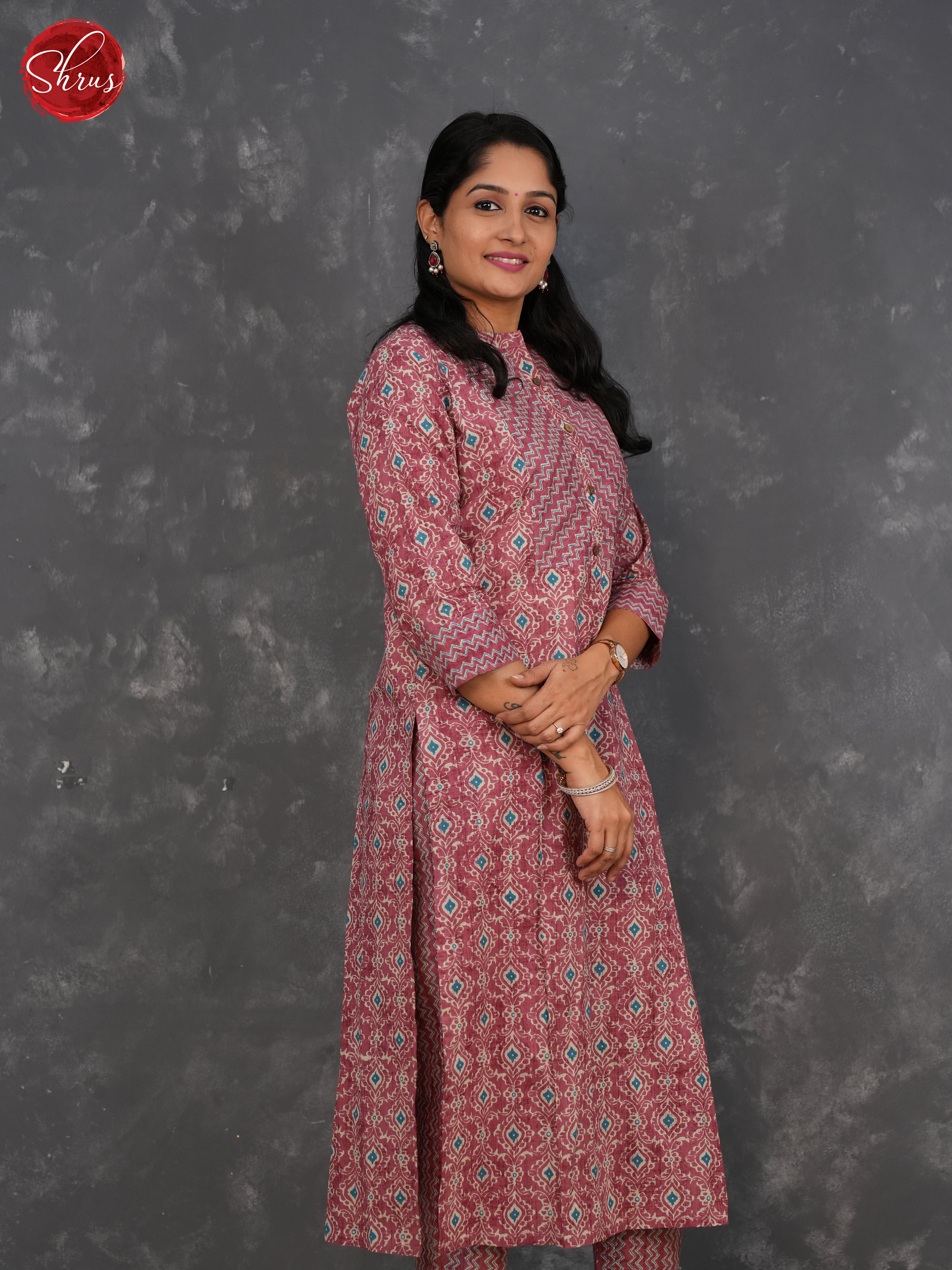 Onion pink - printed 2pc Readymade kurti - Shop on ShrusEternity.com