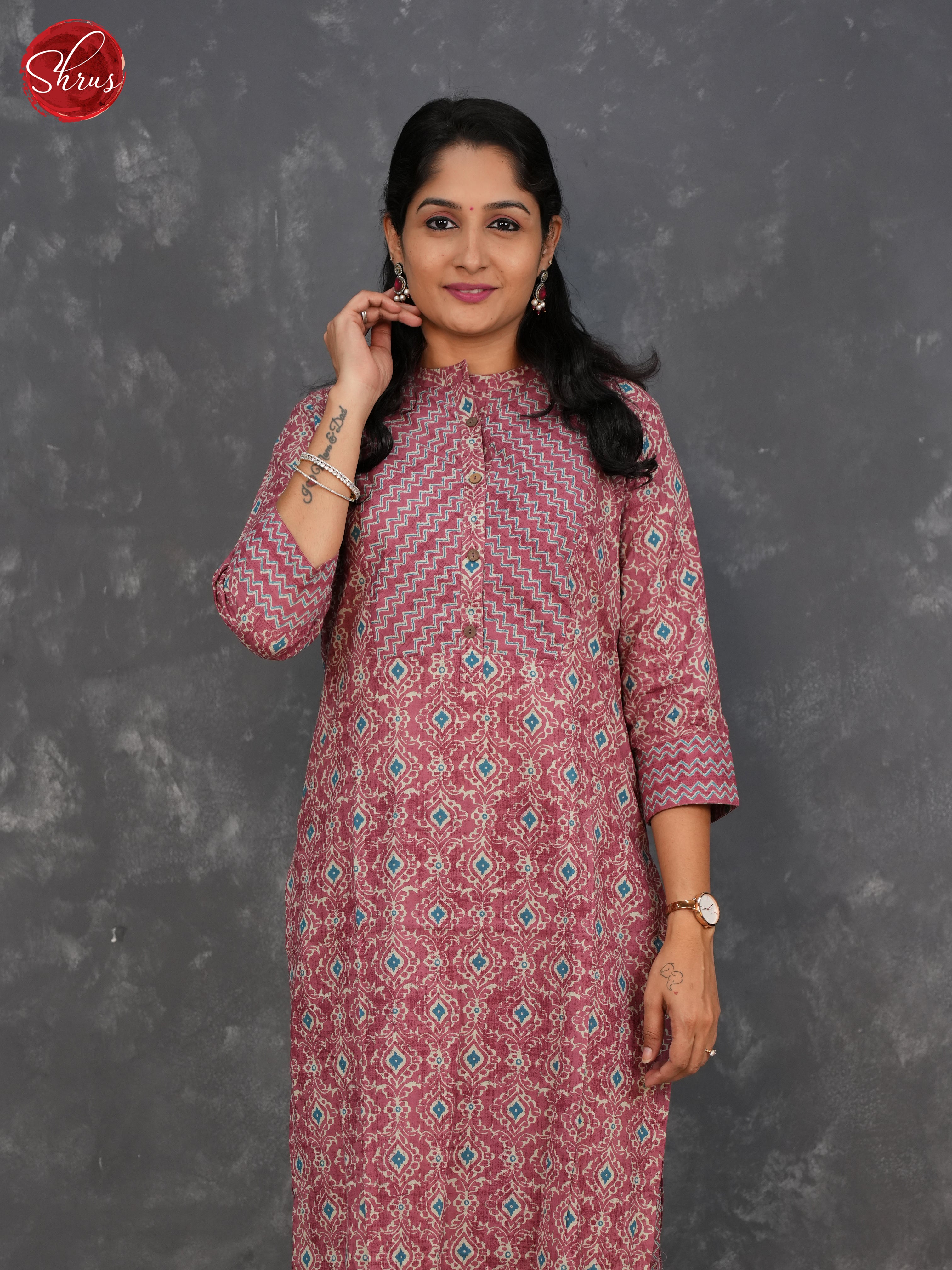 Onion pink - printed 2pc Readymade kurti - Shop on ShrusEternity.com