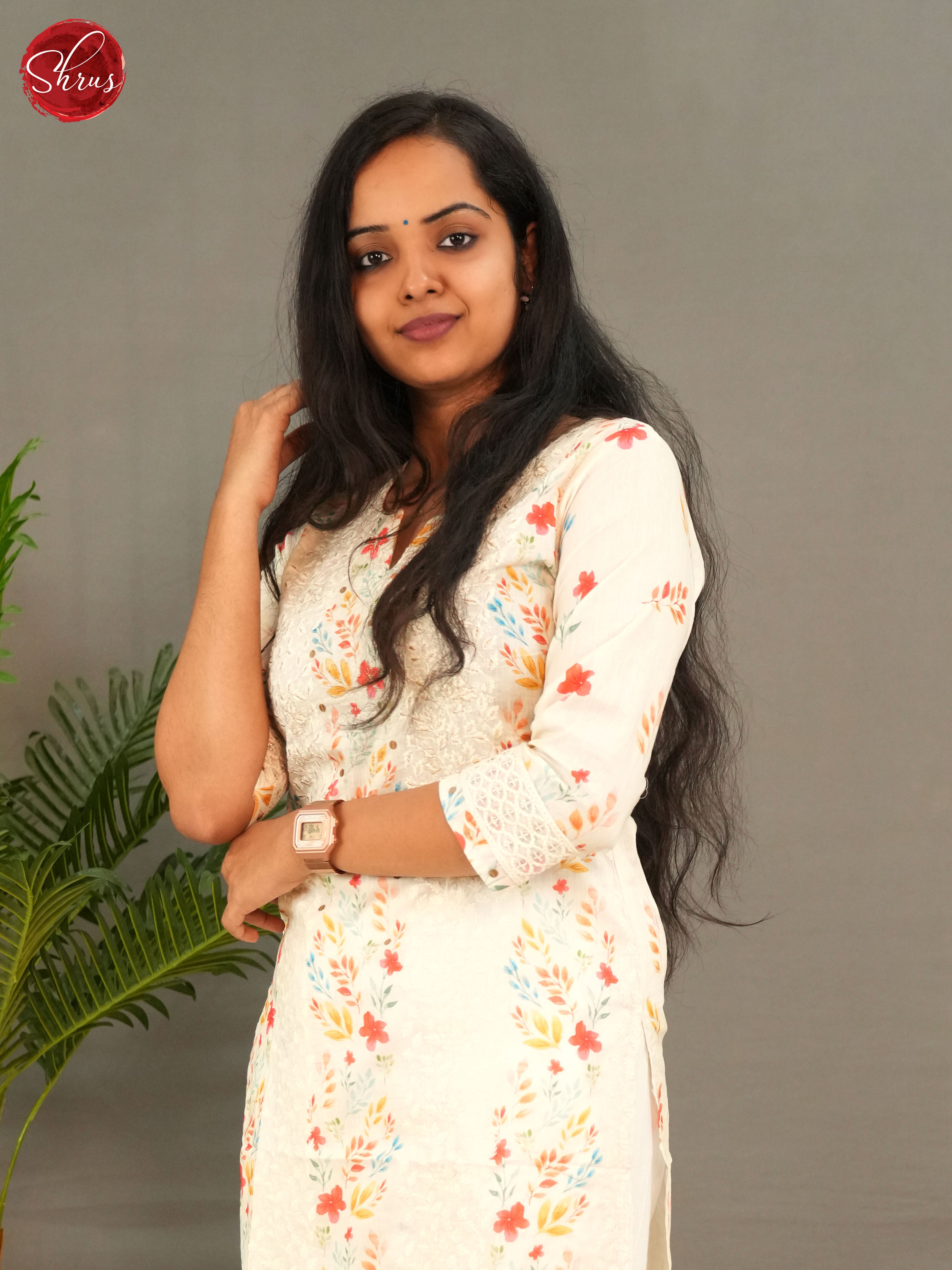 cream - embroidery Printed Readymade Kurti - Shop on ShrusEternity.com