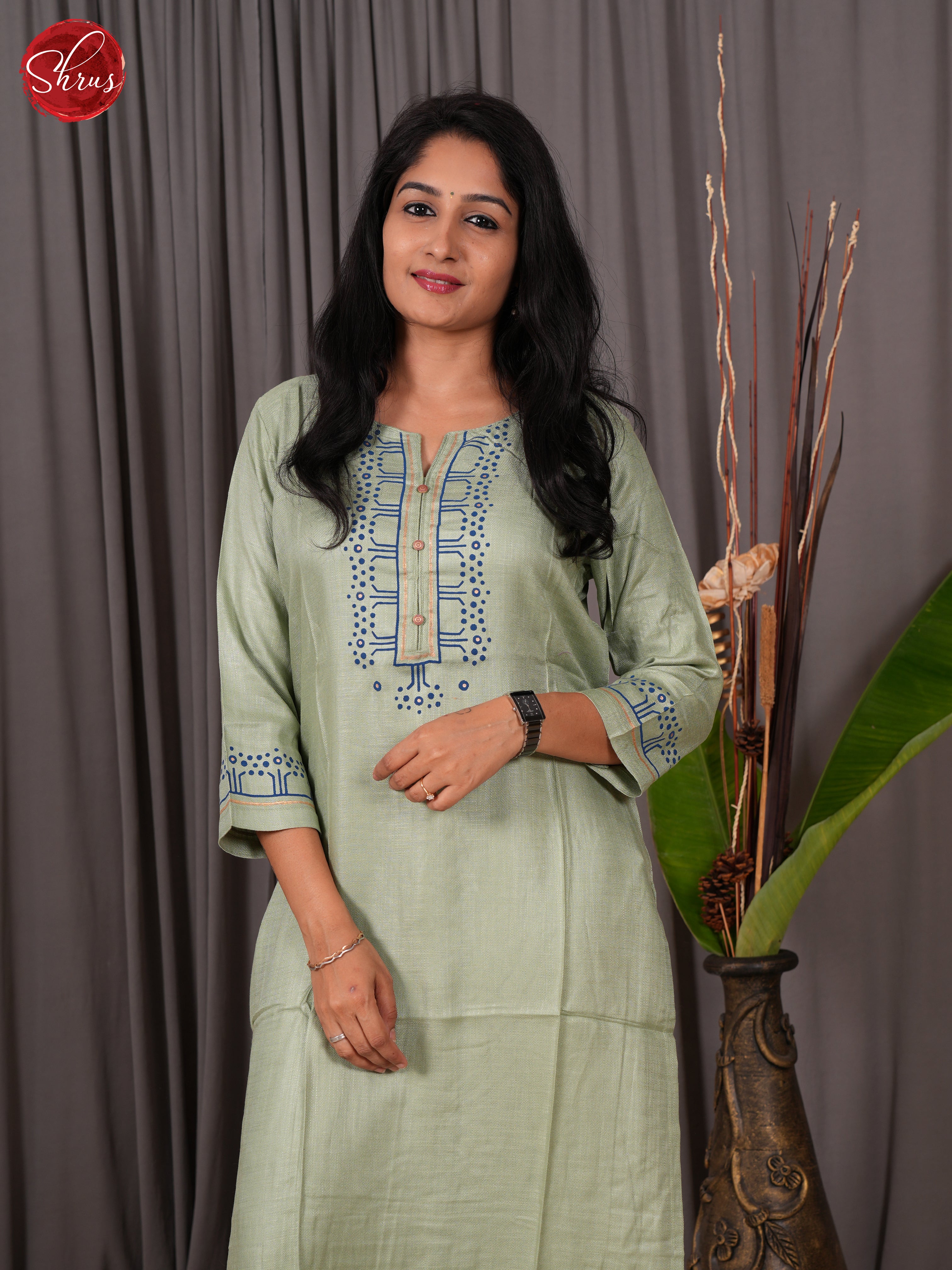 Green- Embroidered Readymade Kurti - Shop on ShrusEternity.com