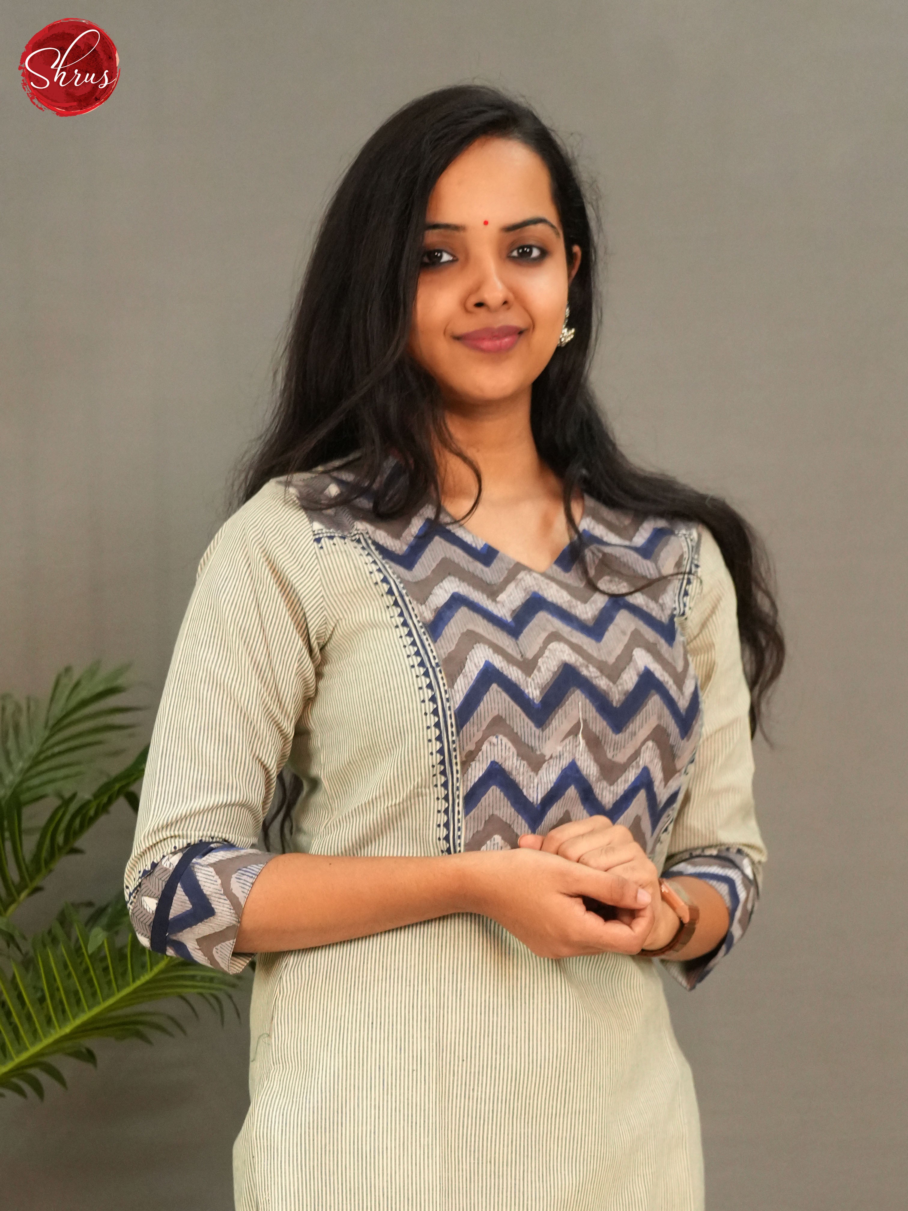 beige - Readymade Kurti with patch neck yoke - Shop on ShrusEternity.com