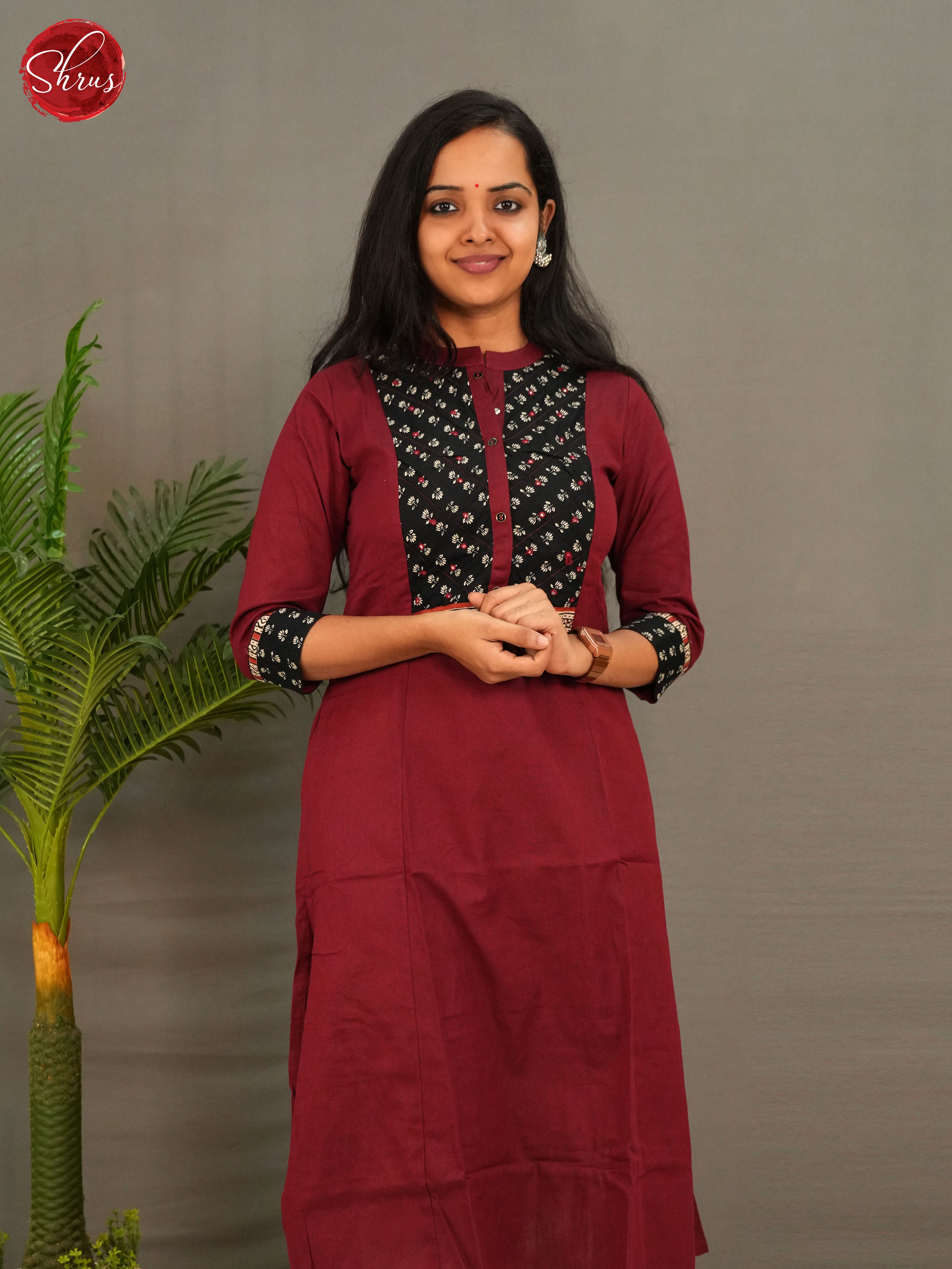 Maroon - Casual straight Readymade Kurti - Shop on ShrusEternity.com