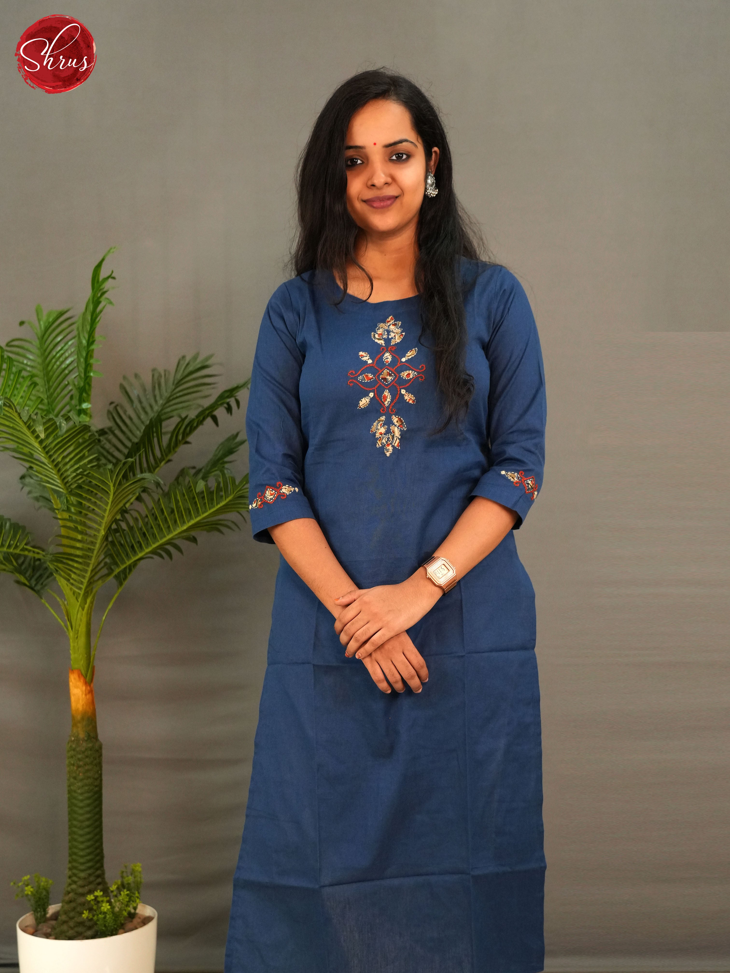 Blue -Embroidery Readymade Kurti - Shop on ShrusEternity.com