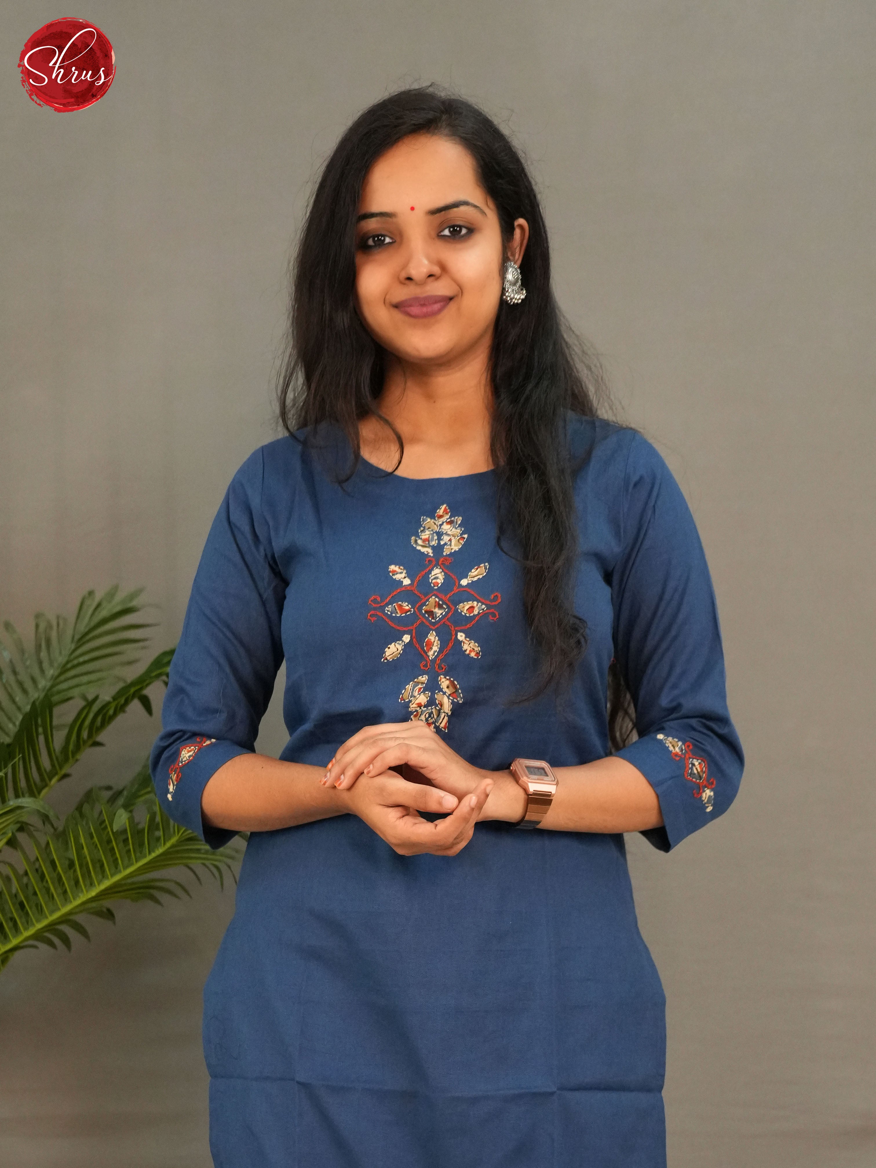 Blue -Embroidery Readymade Kurti - Shop on ShrusEternity.com