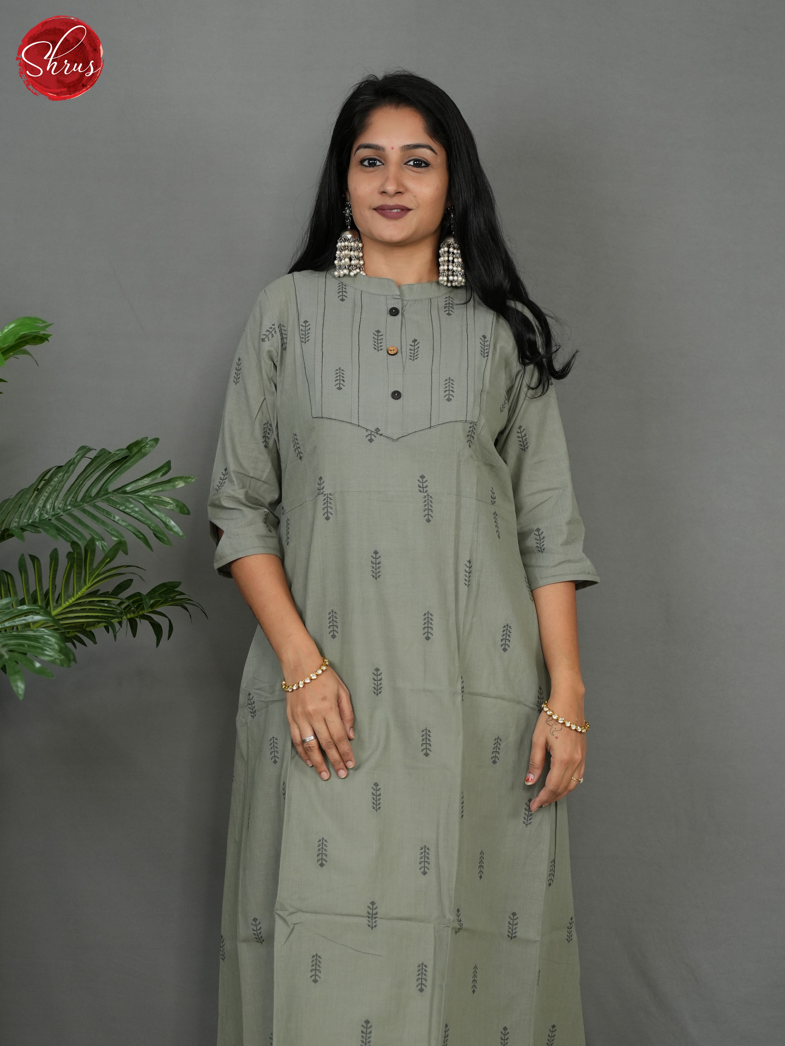 Grey - Straight fit Readymade Kurti - Shop on ShrusEternity.com