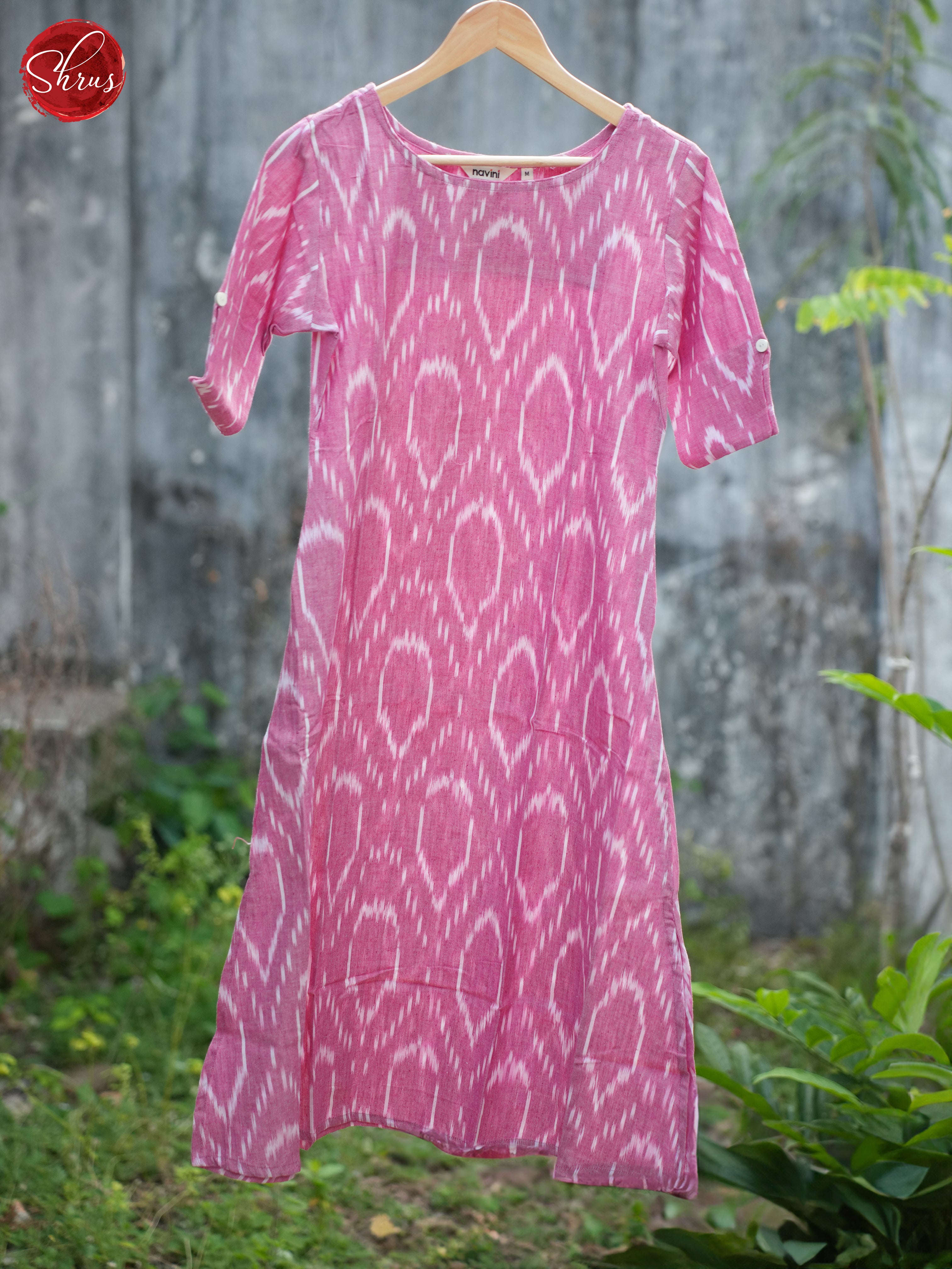 Pink -Ikkat printed Readymade Kurti - Shop on ShrusEternity.com