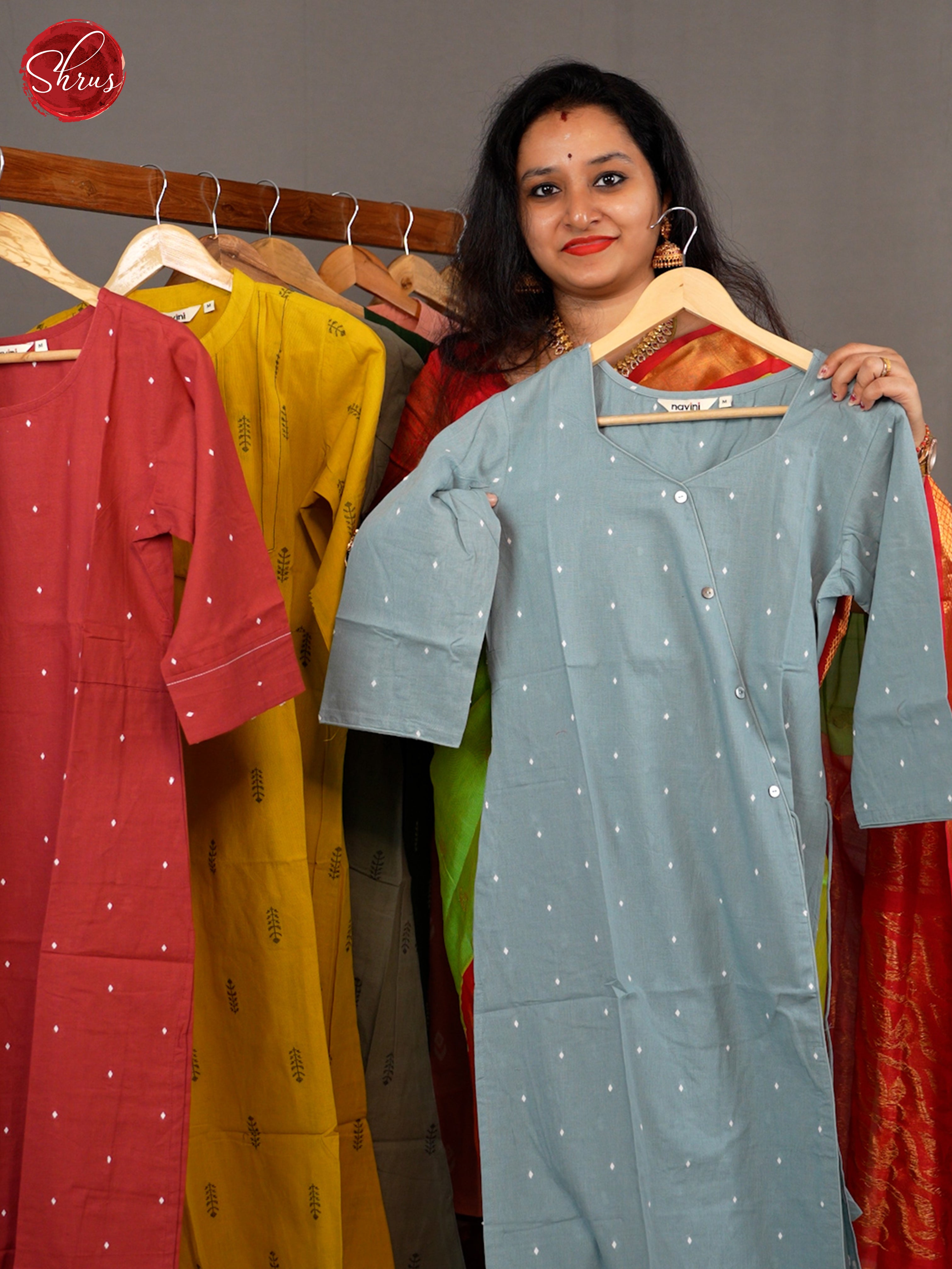 Grey - Straight Fit Readymade Kurti - Shop on ShrusEternity.com