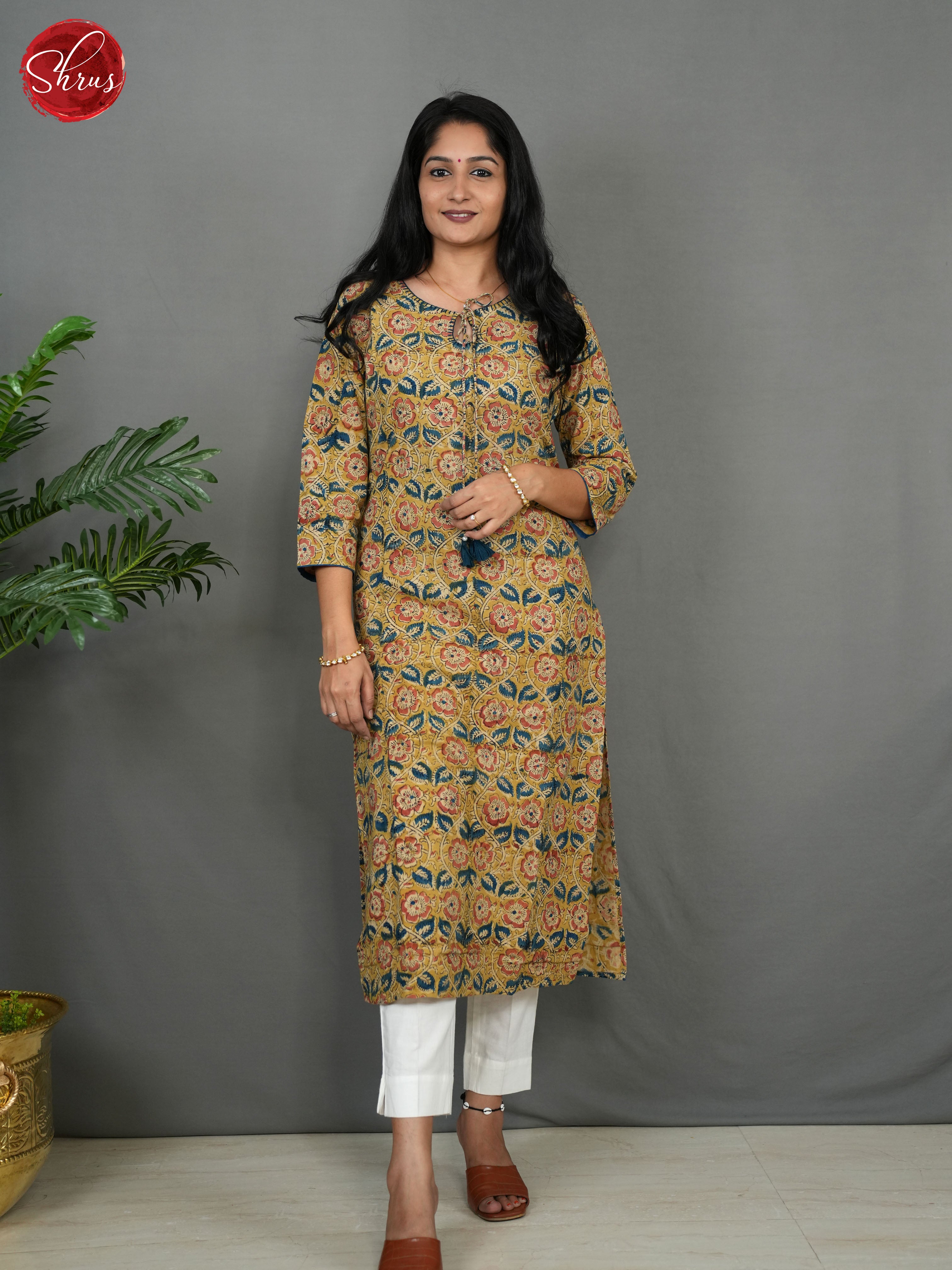 Brown -Kalamkari printed Readymade Kurti - Shop on ShrusEternity.com