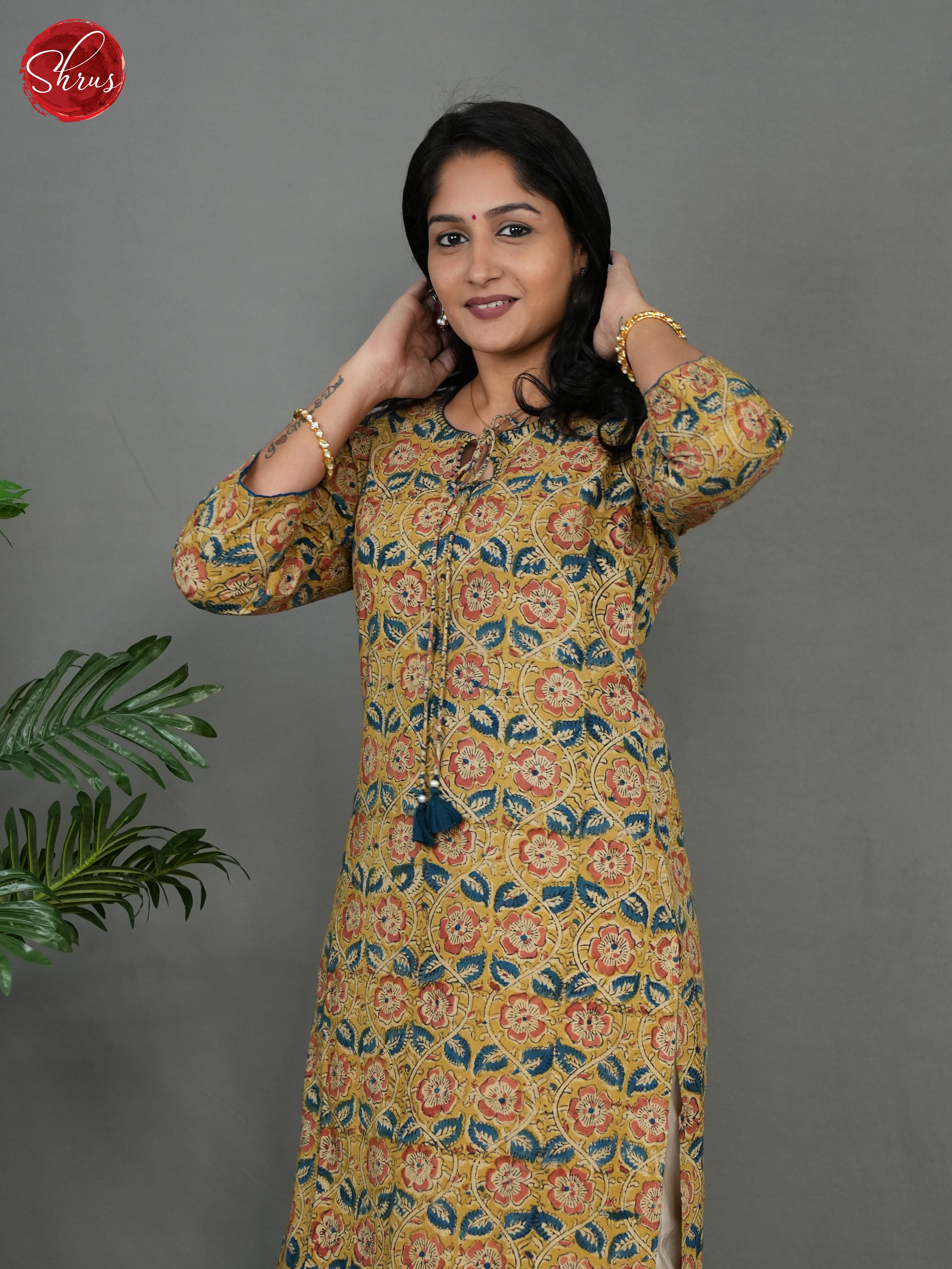 Brown -Kalamkari printed Readymade Kurti - Shop on ShrusEternity.com