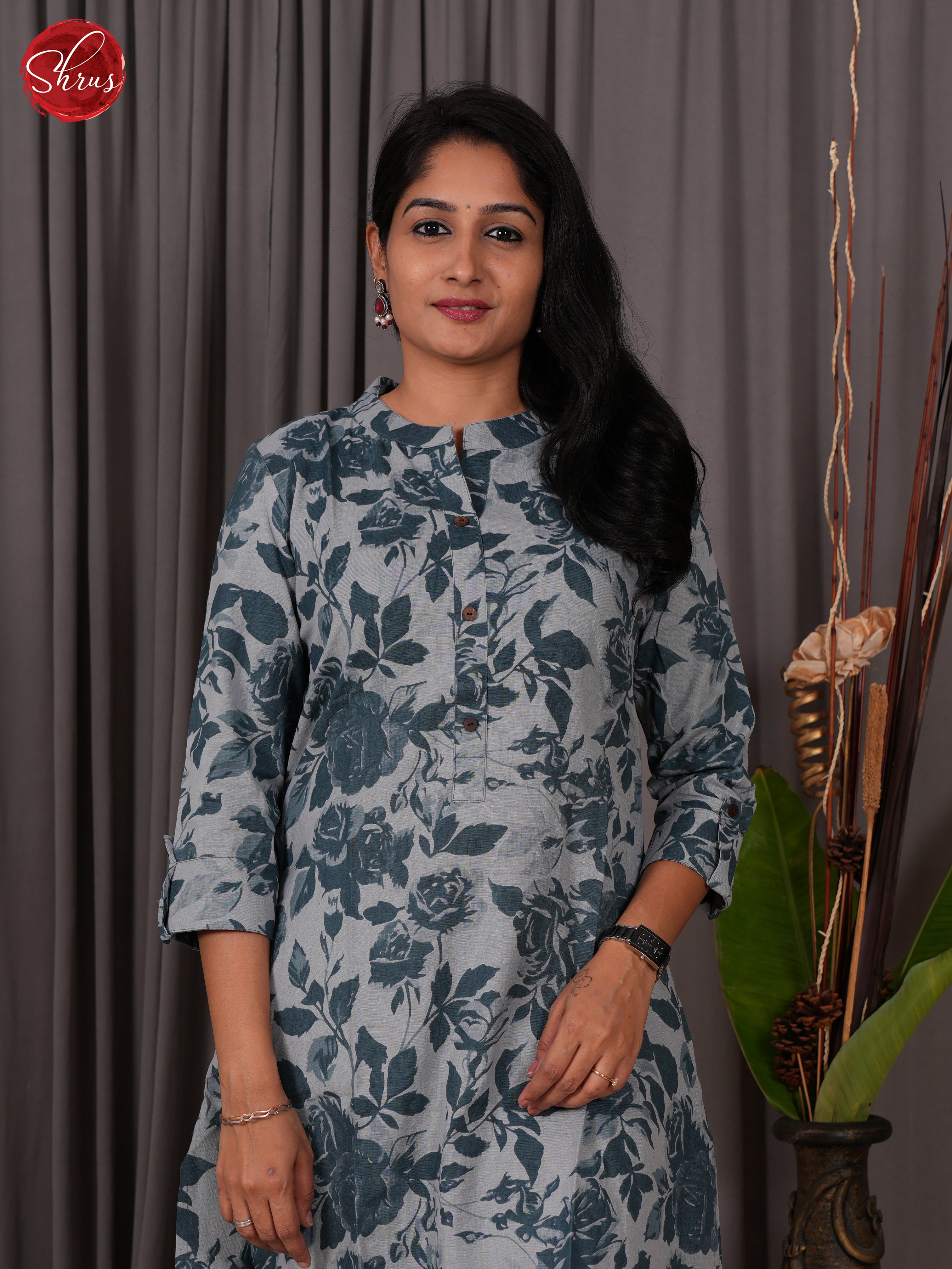 Grey -Printed Readymade Kurti - Shop on ShrusEternity.com