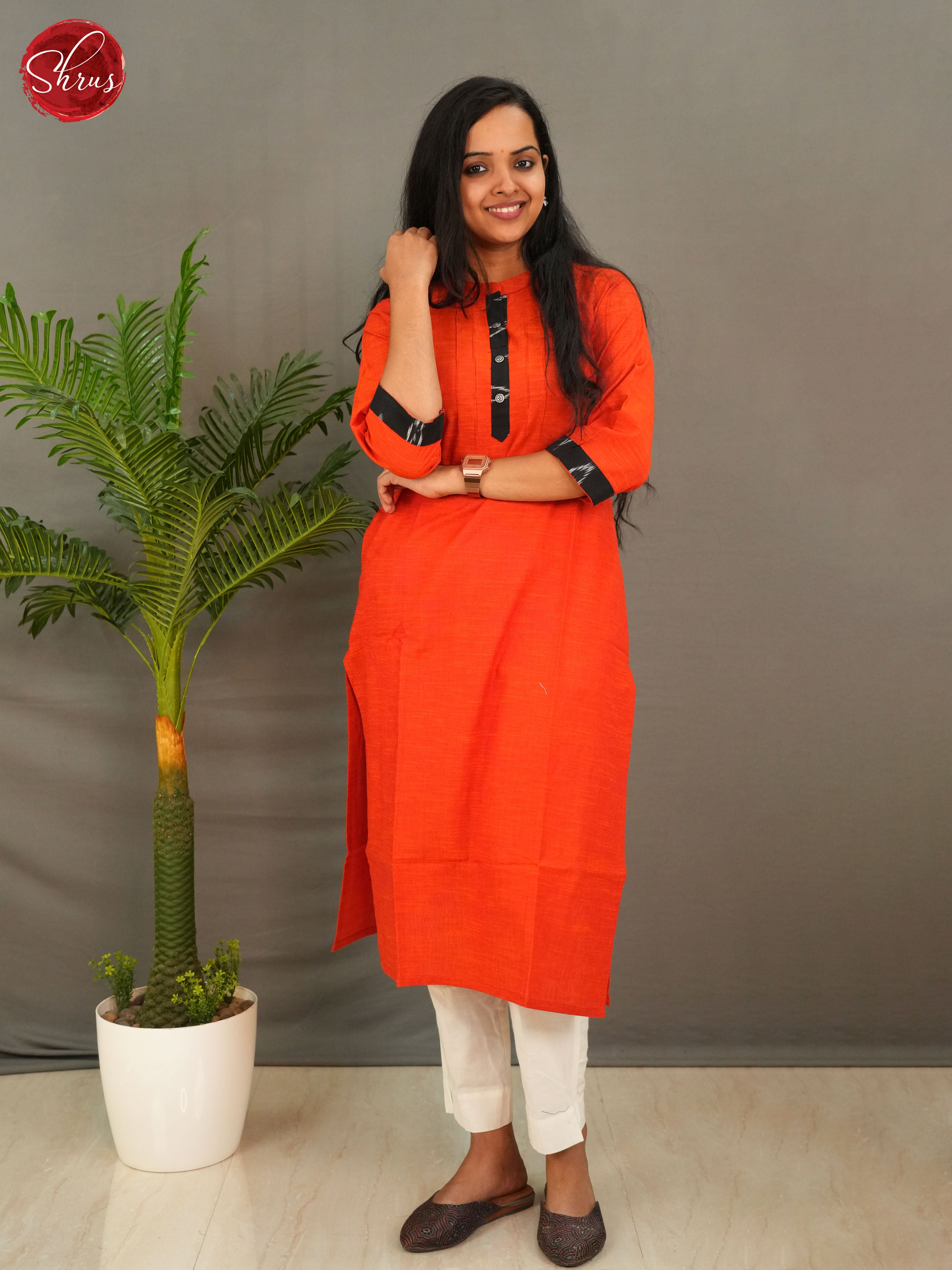 Orange - Readymade Kurti - Shop on ShrusEternity.com